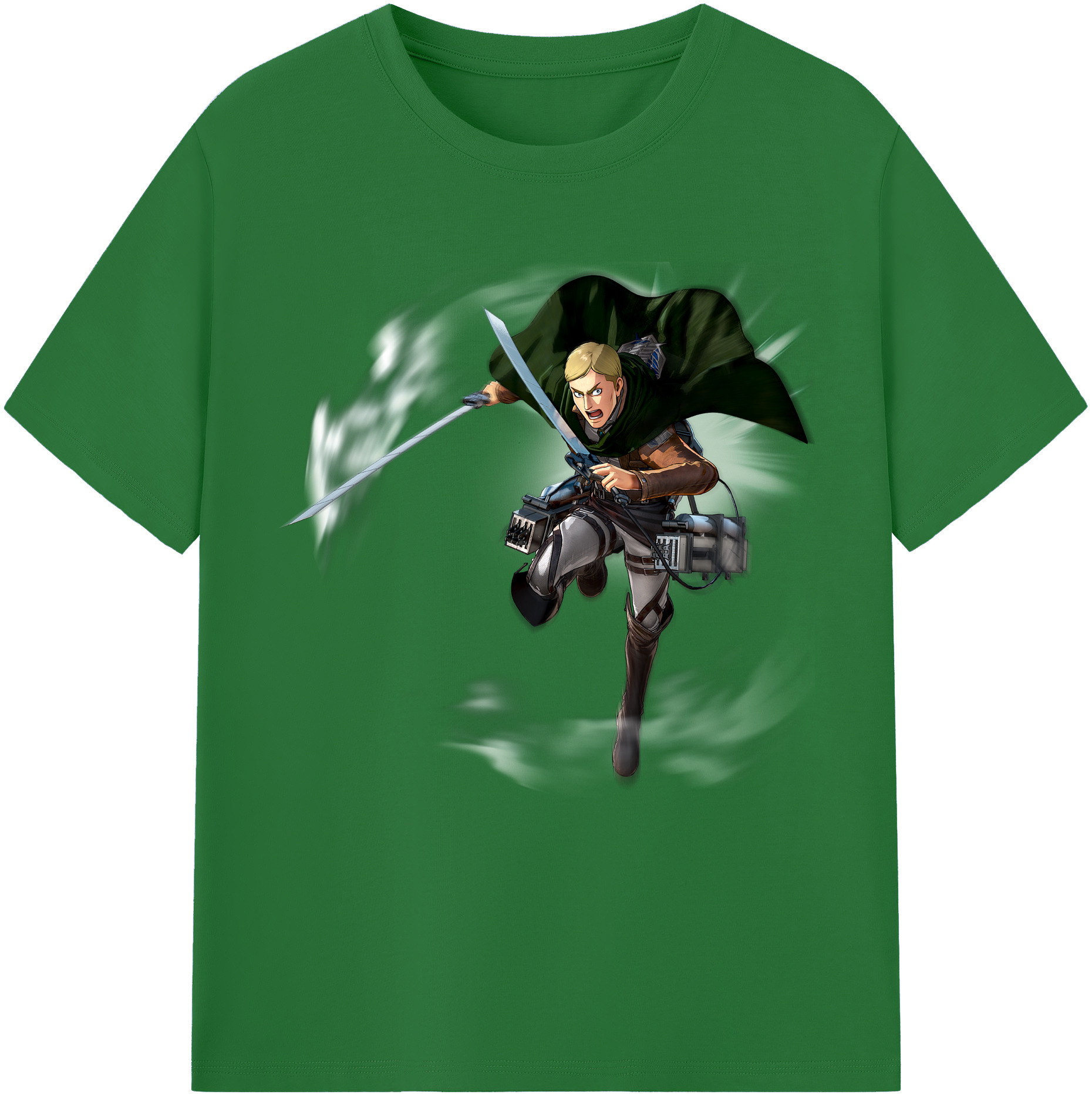 （画像用） 進撃の巨人 エルヴィン・スミス Attack on Titan Erwin Smith 綿100％半袖Tシャツ（フロントプリント）