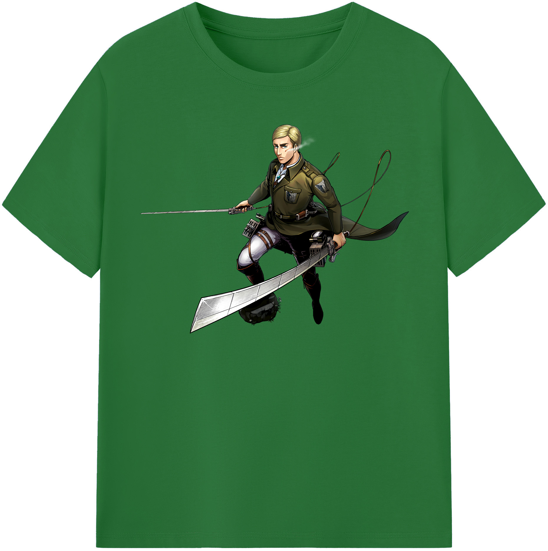 （画像用） 進撃の巨人 エルヴィン・スミス Attack on Titan Erwin Smith 綿100％半袖Tシャツ（フロントプリント）