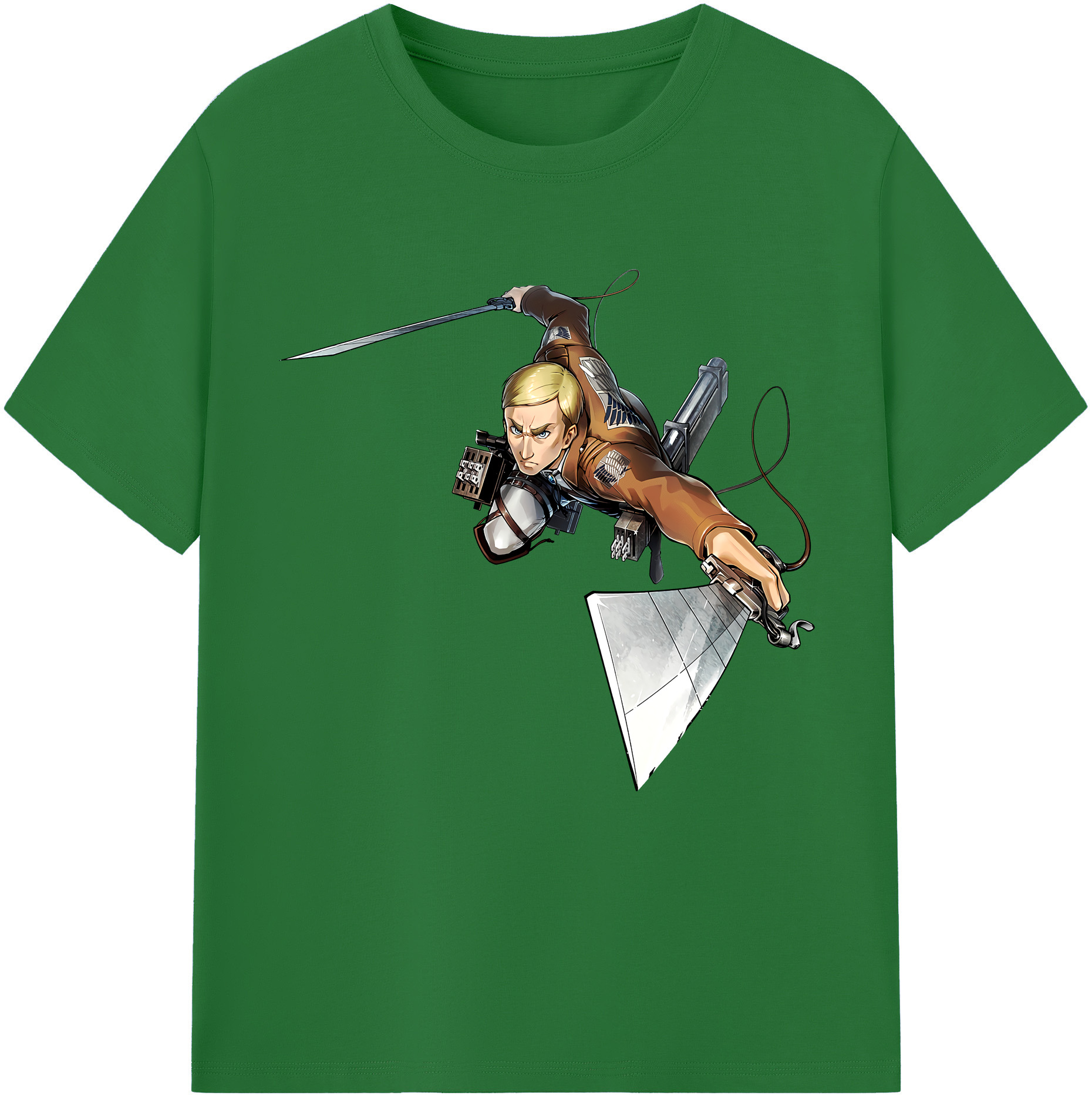 （画像用） 進撃の巨人 エルヴィン・スミス Attack on Titan Erwin Smith 綿100％半袖Tシャツ（フロントプリント）