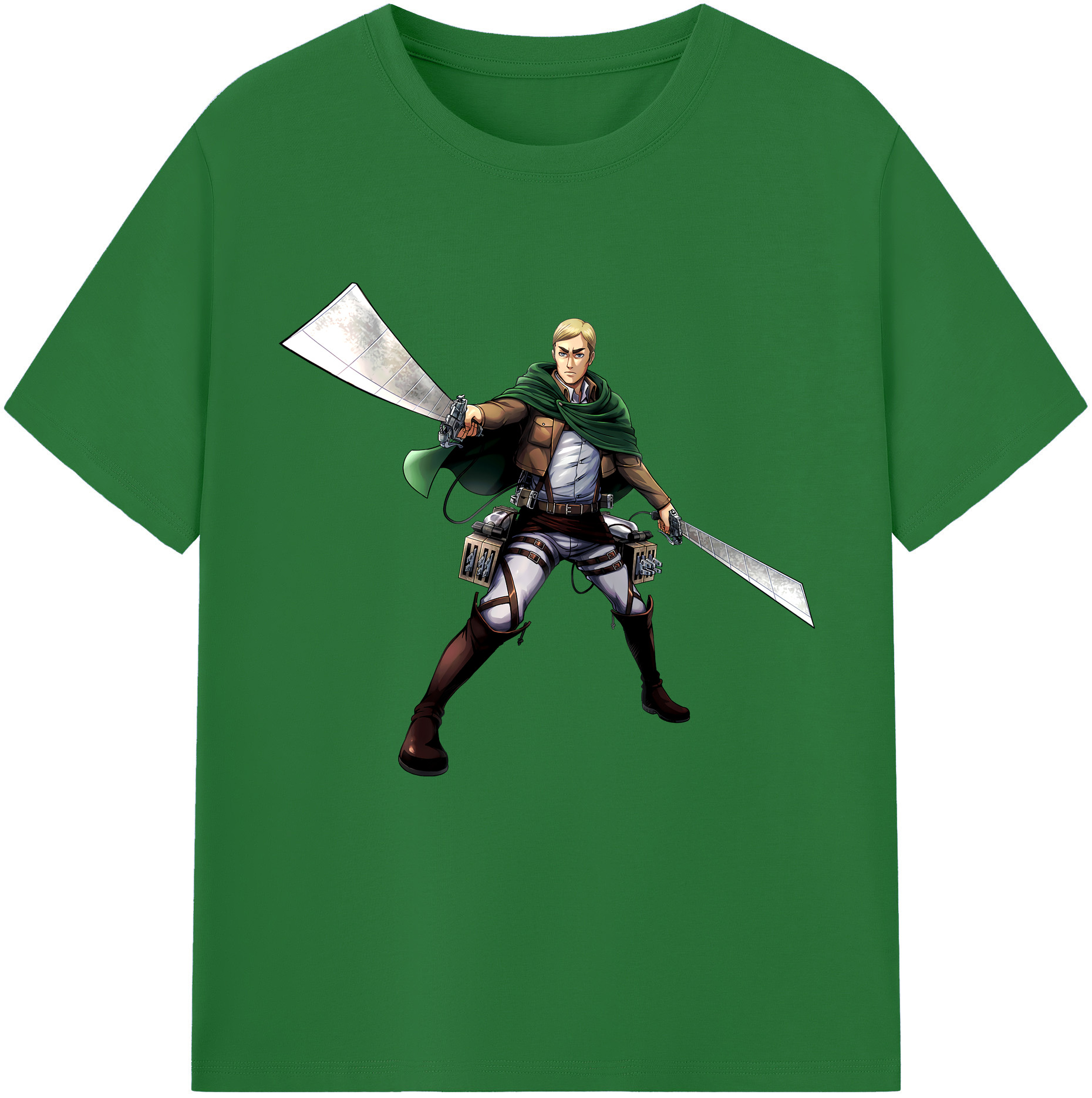 （画像用） 進撃の巨人 エルヴィン・スミス Attack on Titan Erwin Smith 綿100％半袖Tシャツ（フロントプリント）