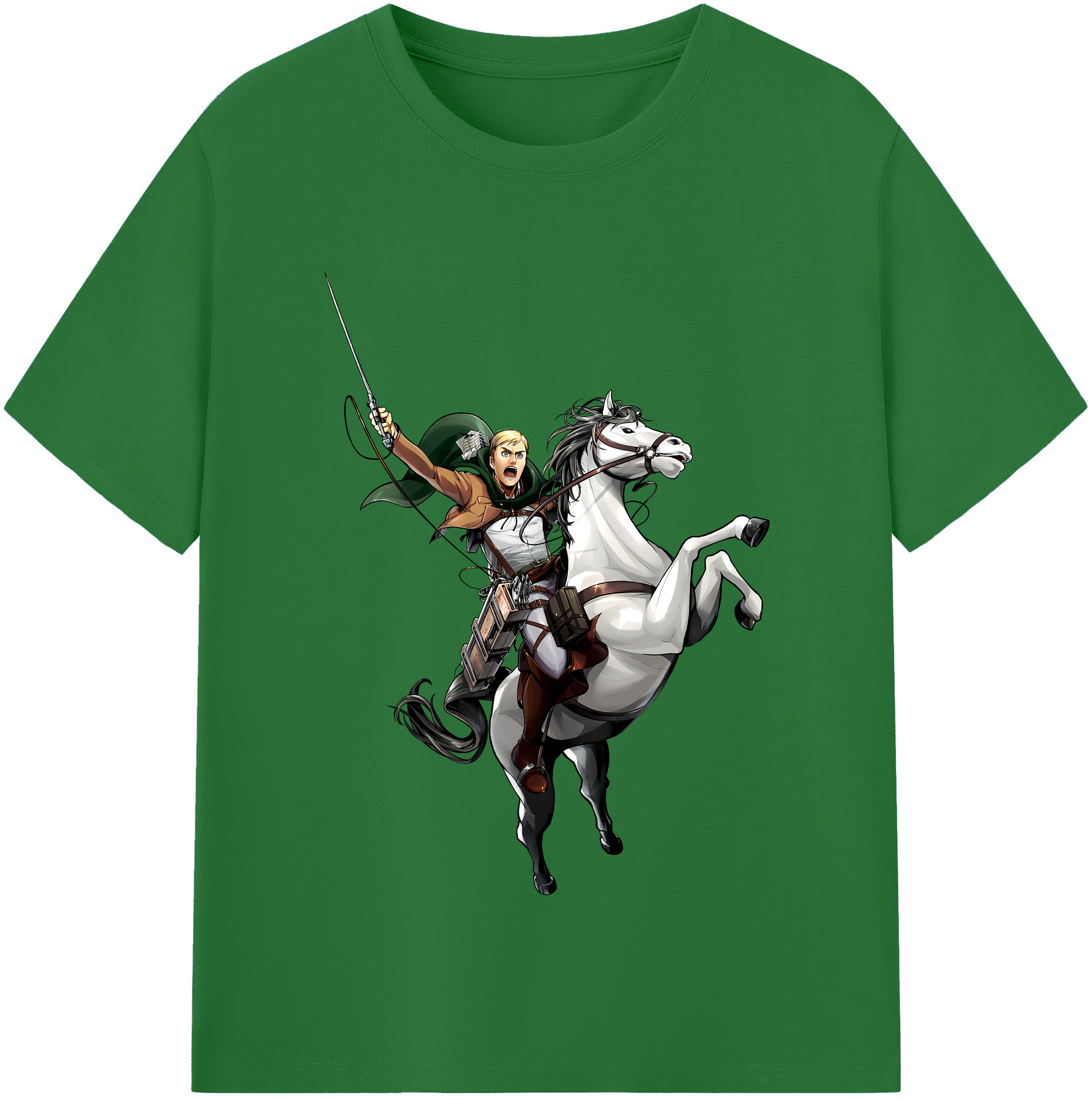 （画像用） 進撃の巨人 エルヴィン・スミス Attack on Titan Erwin Smith 綿100％半袖Tシャツ（フロントプリント）