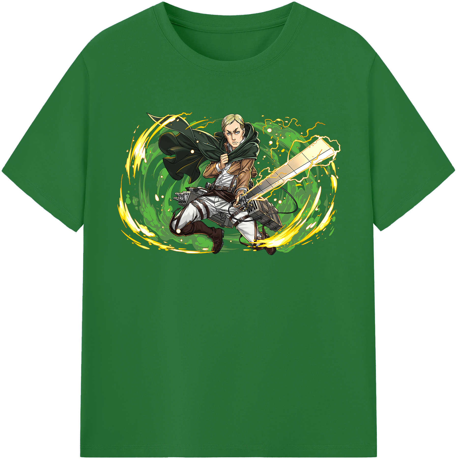 （画像用） 進撃の巨人 エルヴィン・スミス Attack on Titan Erwin Smith 綿100％半袖Tシャツ（フロントプリント）