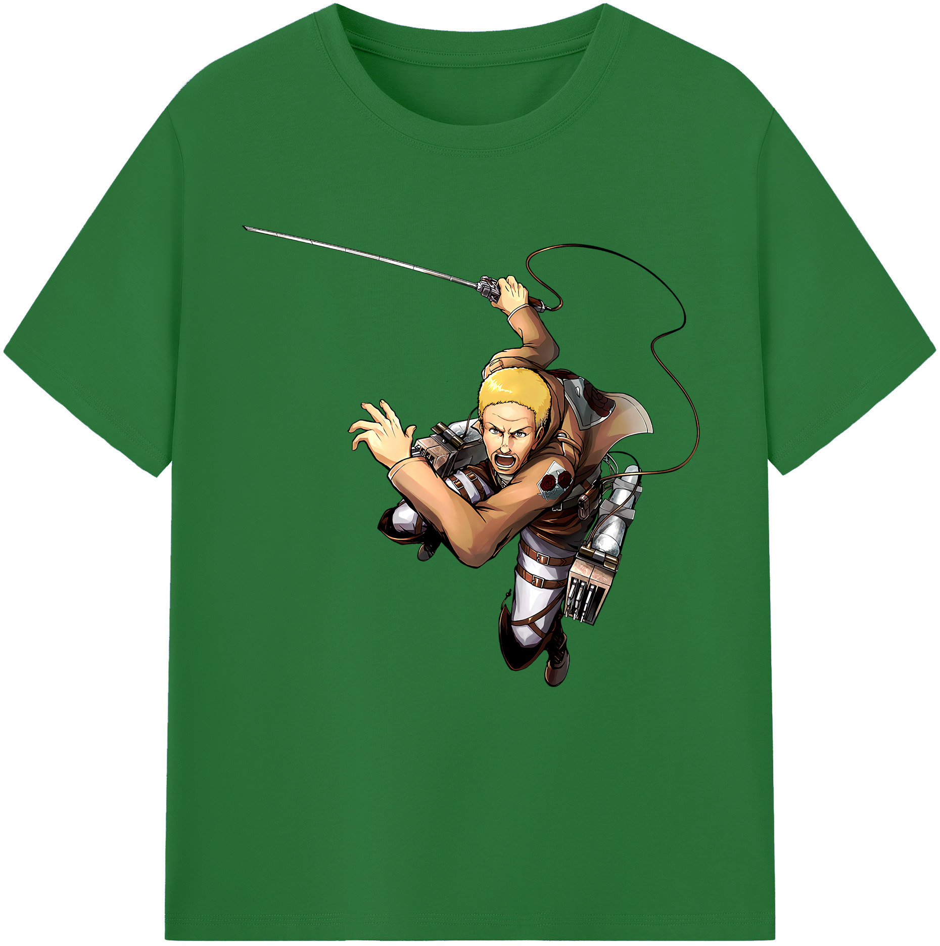 （画像用） 進撃の巨人 ハンネス Attack on Titan Hannes 綿100％半袖Tシャツ（フロントプリント）