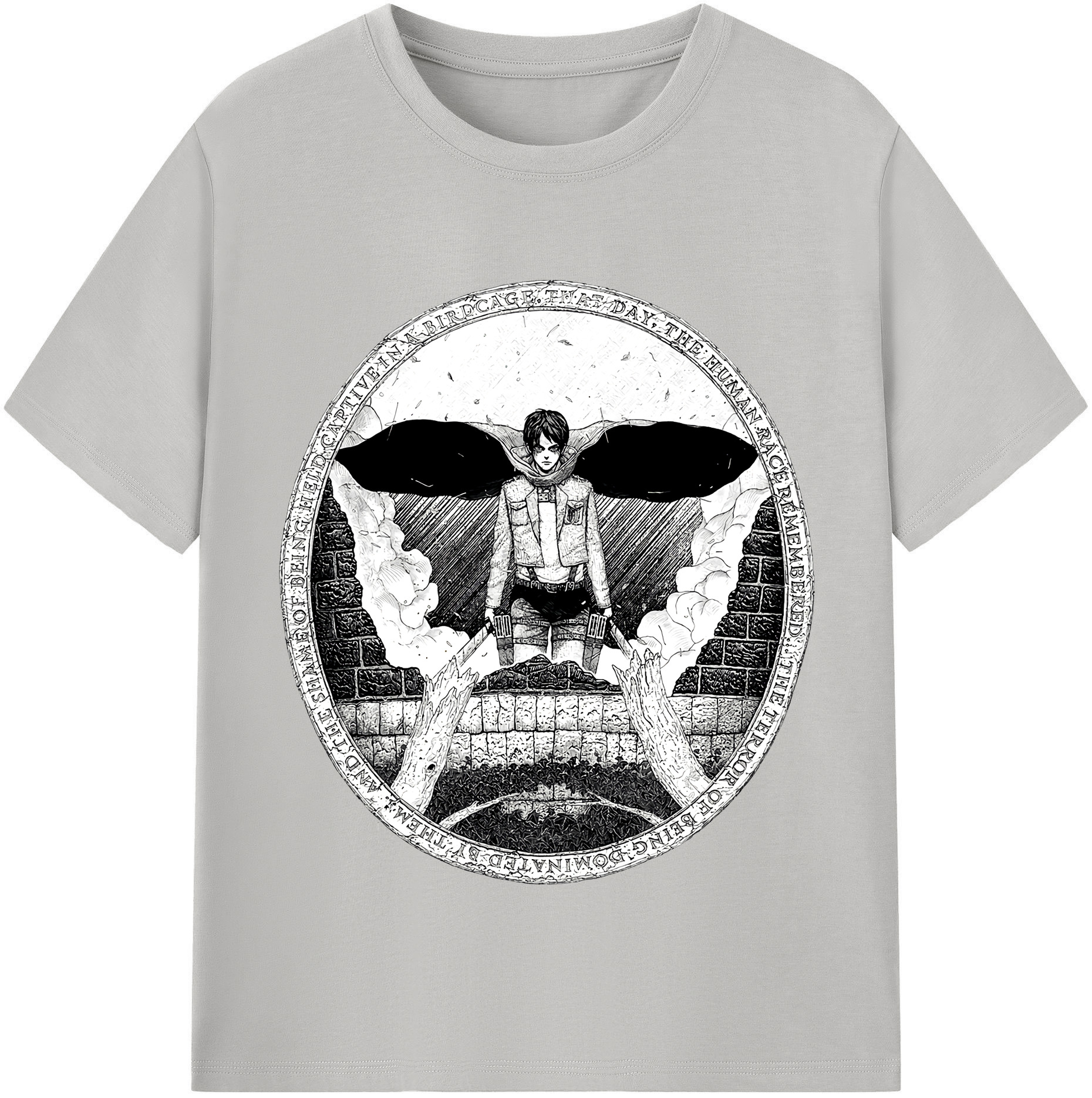 （画像用） 進撃の巨人 エレン･イェーガー Attack on Titan Eren Jäger 綿100％半袖Tシャツ（フロントプリント）