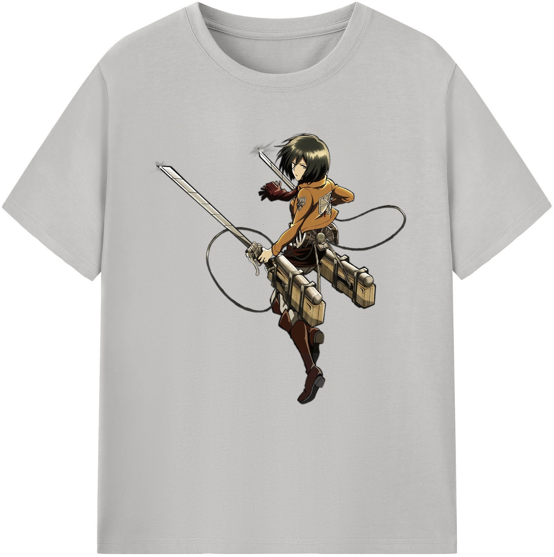 （画像用） 進撃の巨人 ミカサ·アッカーマン Attack on Titan Mikasa Ackerman 綿100％半袖Tシャツ（フロントプリント）