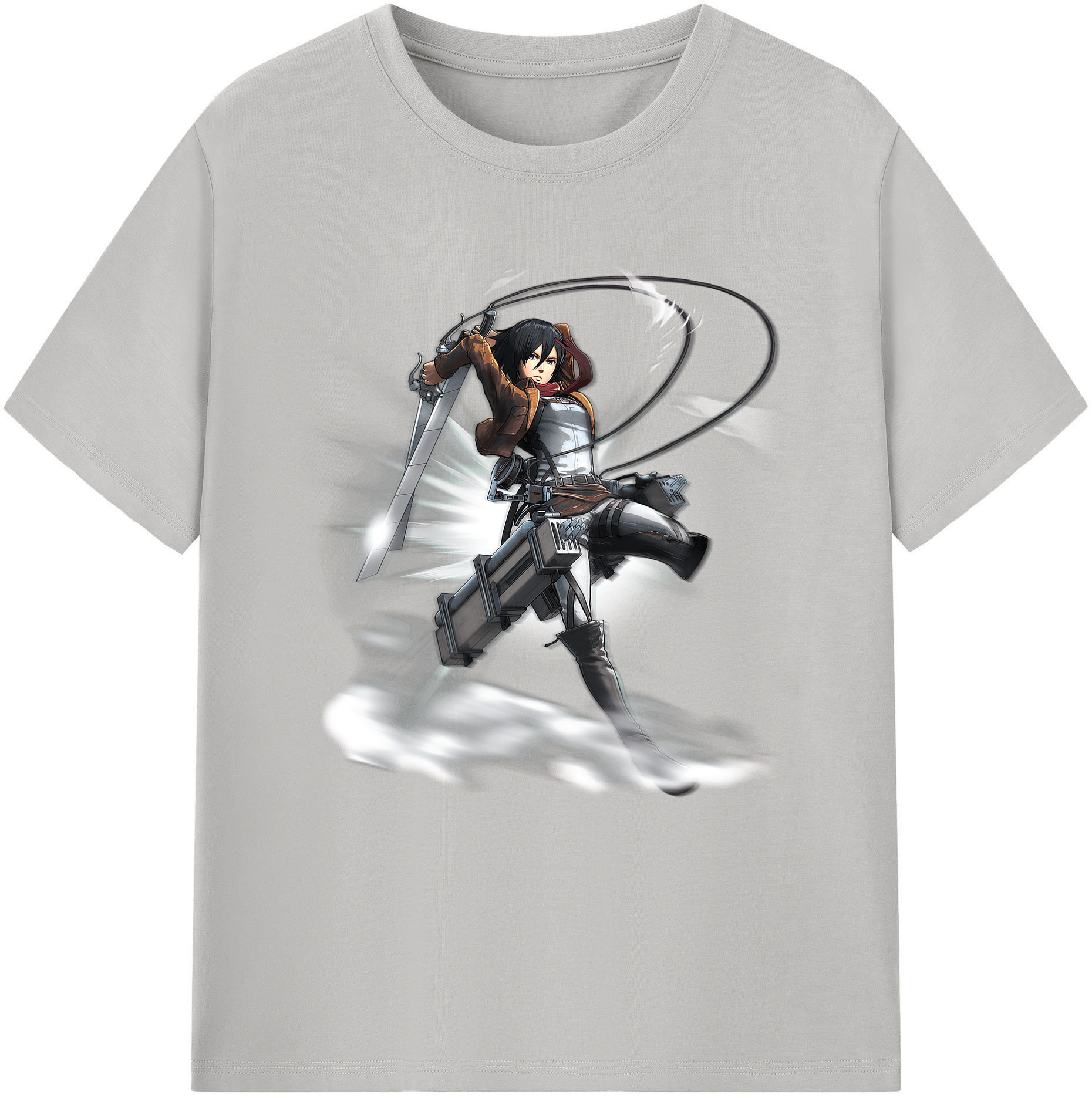 （画像用） 進撃の巨人 ミカサ·アッカーマン Attack on Titan Mikasa Ackerman 綿100％半袖Tシャツ（フロントプリント）