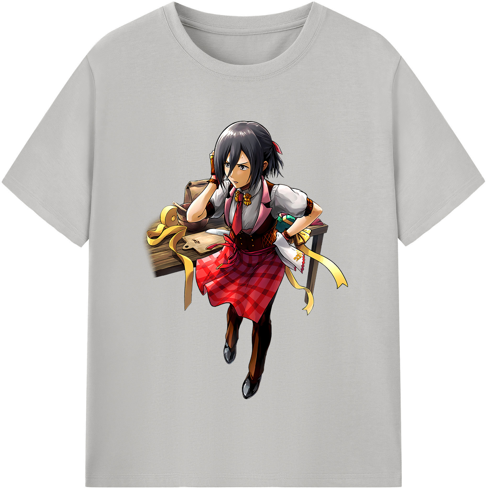 （画像用） 進撃の巨人 ミカサ·アッカーマン Attack on Titan Mikasa Ackerman 綿100％半袖Tシャツ（フロントプリント）
