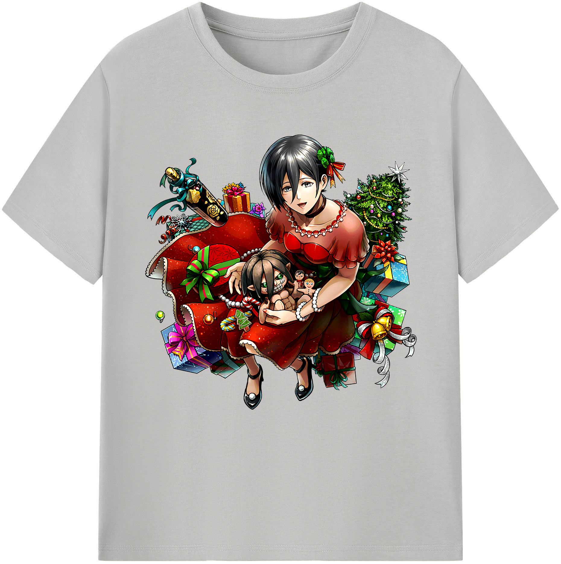 （画像用） 進撃の巨人 ミカサ·アッカーマン Attack on Titan Mikasa Ackerman 綿100％半袖Tシャツ（フロントプリント）