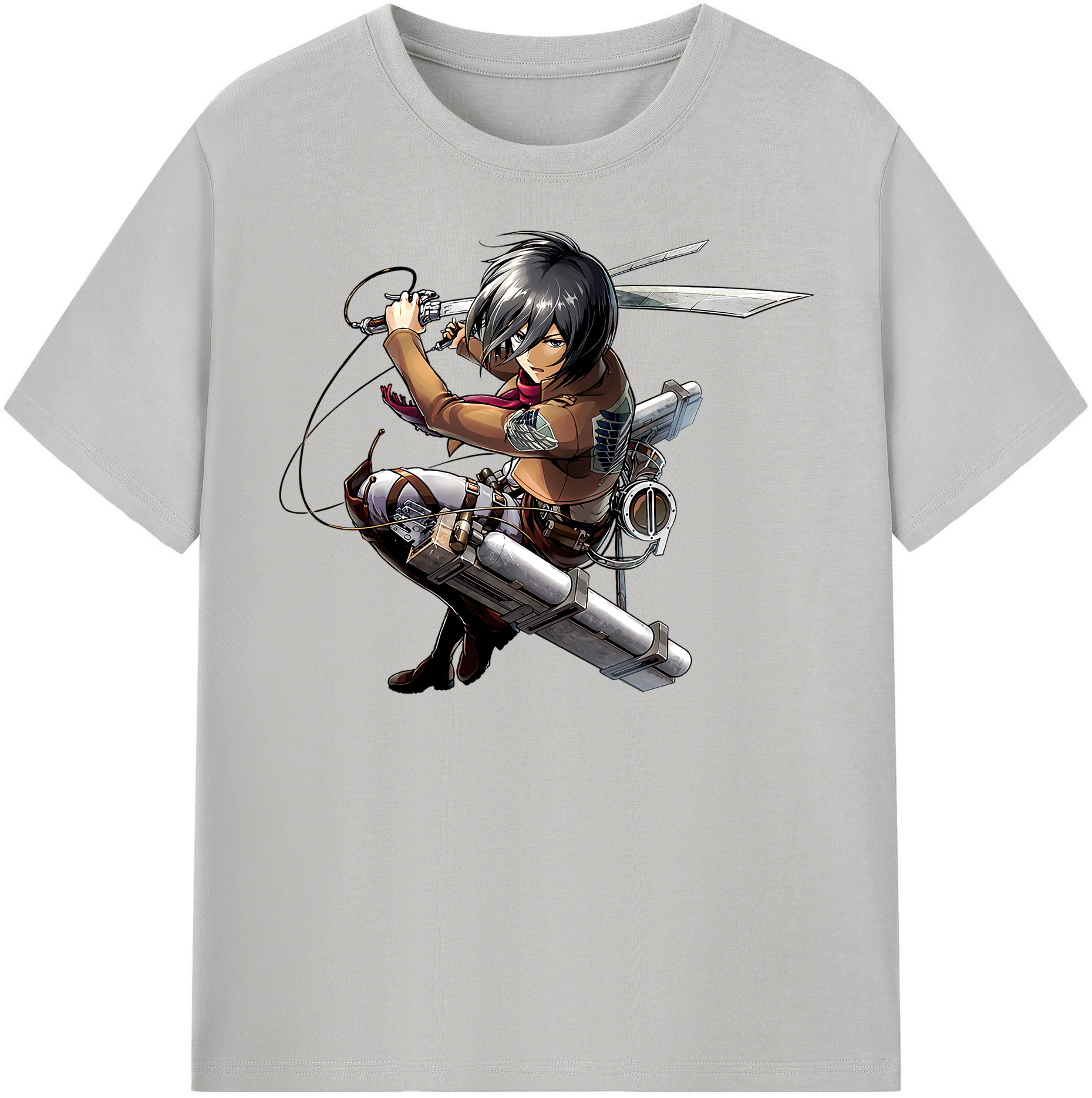（画像用） 進撃の巨人 ミカサ·アッカーマン Attack on Titan Mikasa Ackerman 綿100％半袖Tシャツ（フロントプリント）