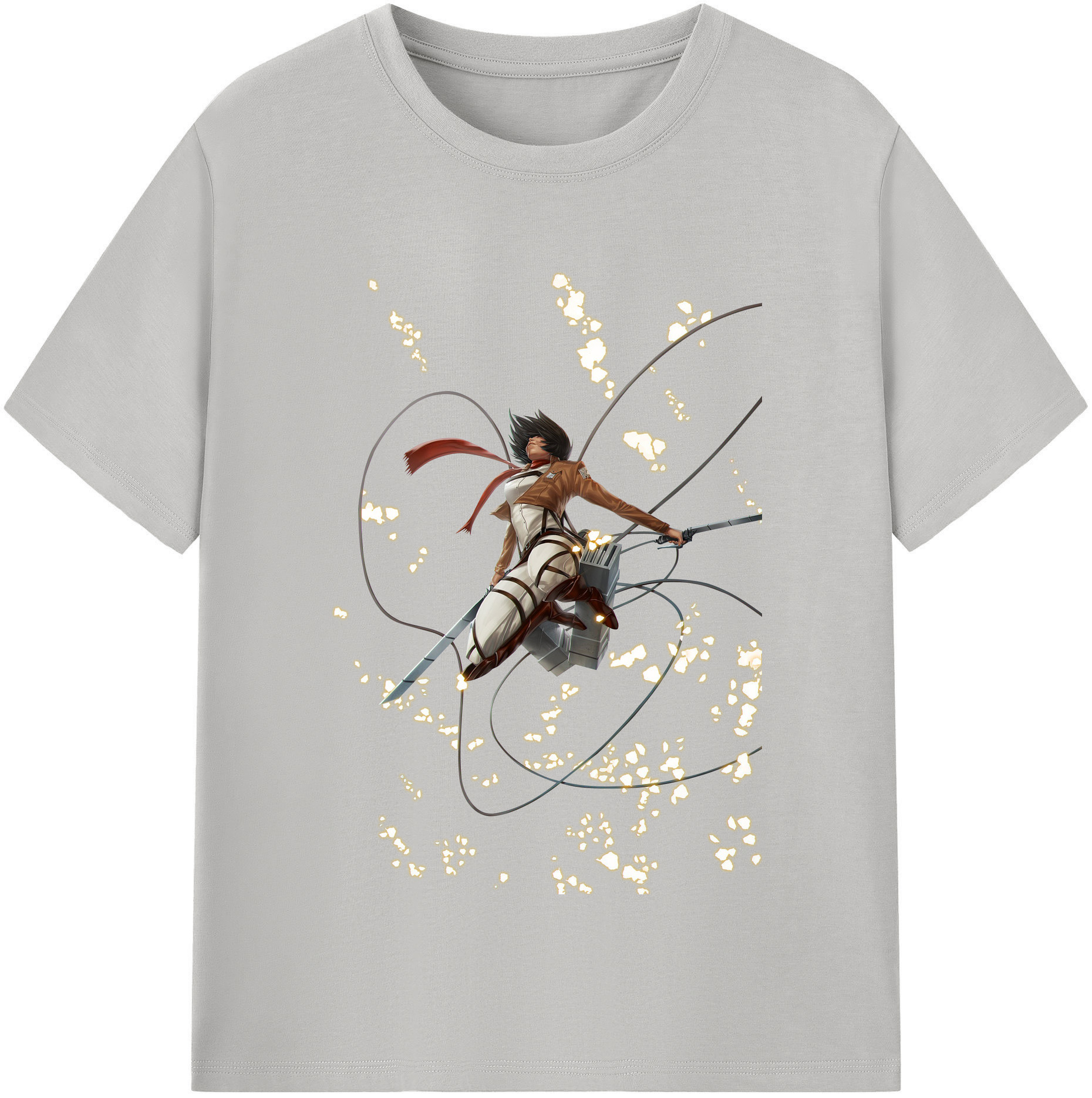 （画像用） 進撃の巨人 ミカサ·アッカーマン Attack on Titan Mikasa Ackerman 綿100％半袖Tシャツ（フロントプリント）