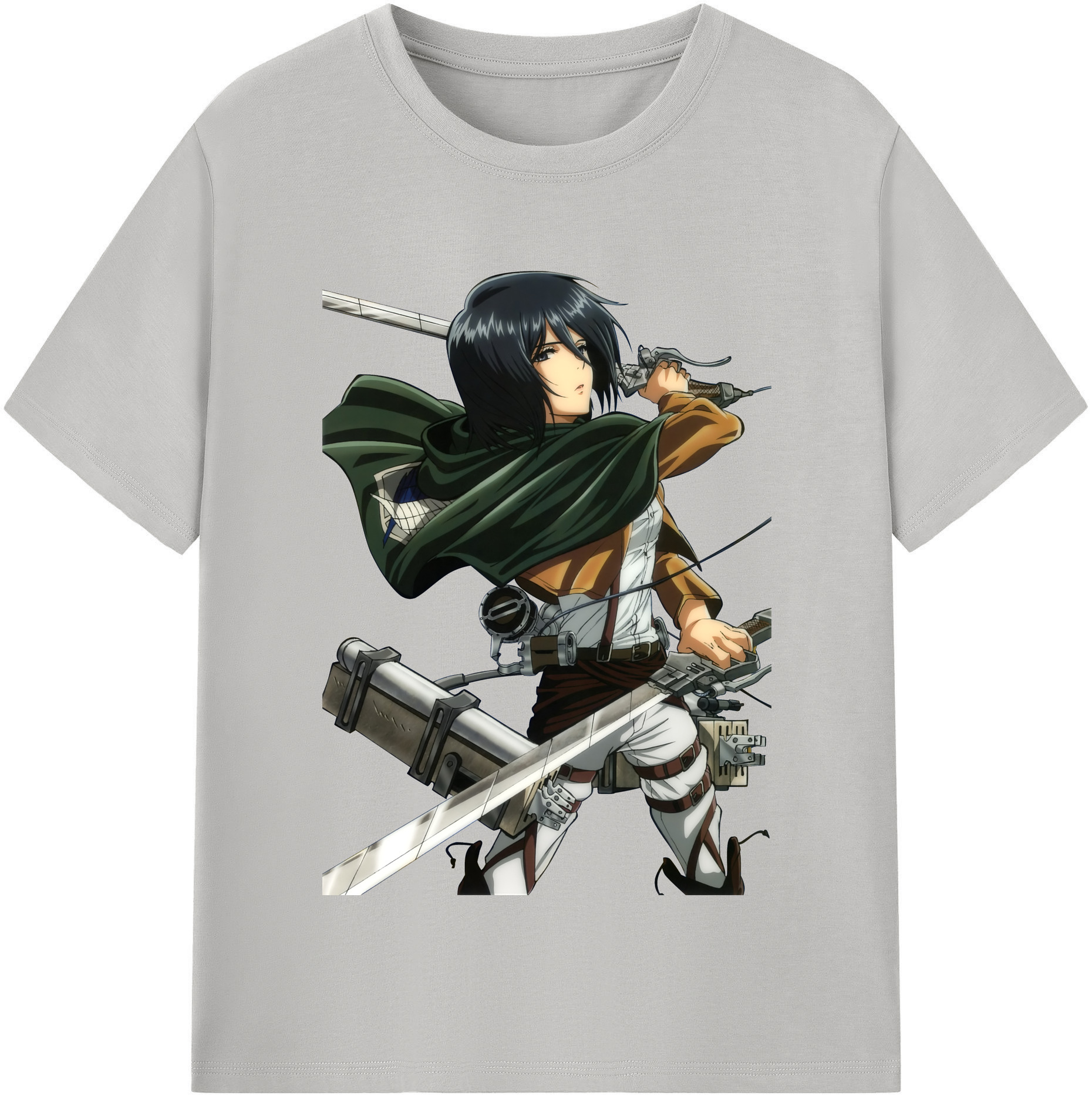 （画像用） 進撃の巨人 ミカサ·アッカーマン Attack on Titan Mikasa Ackerman 綿100％半袖Tシャツ（フロントプリント）