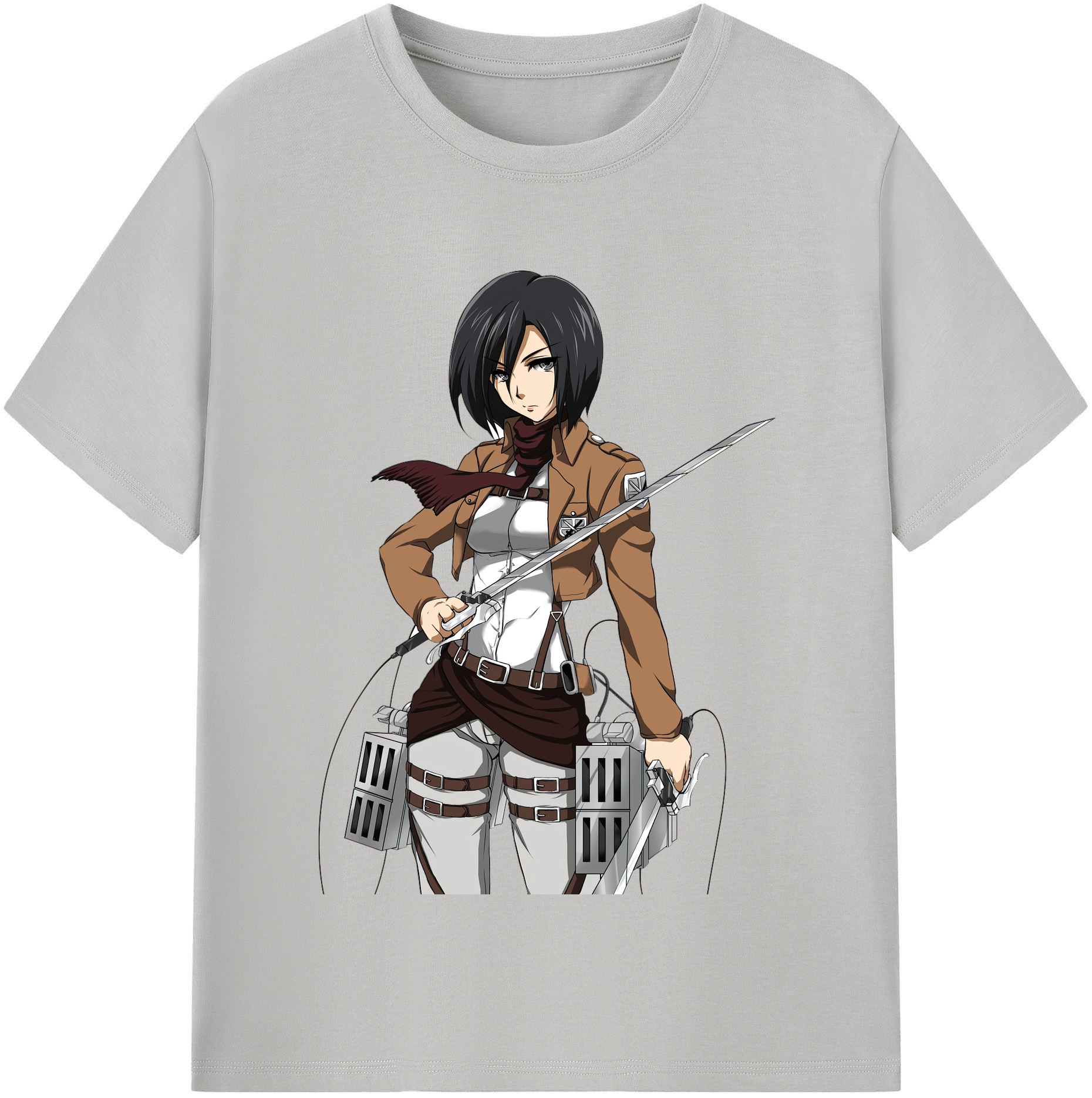 （画像用） 進撃の巨人 ミカサ·アッカーマン Attack on Titan Mikasa Ackerman 綿100％半袖Tシャツ（フロントプリント）