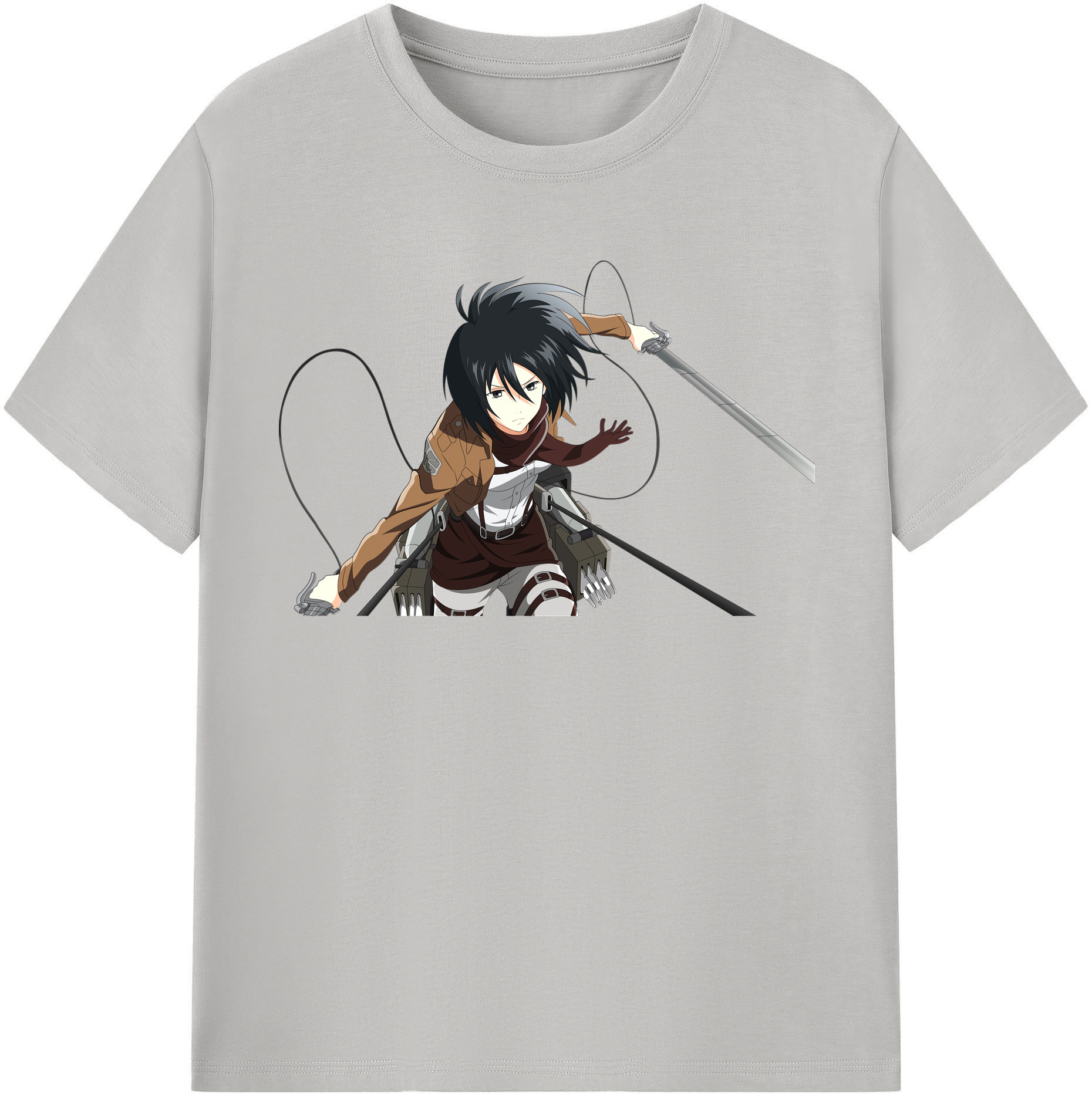 （画像用） 進撃の巨人 ミカサ·アッカーマン Attack on Titan Mikasa Ackerman 綿100％半袖Tシャツ（フロントプリント）