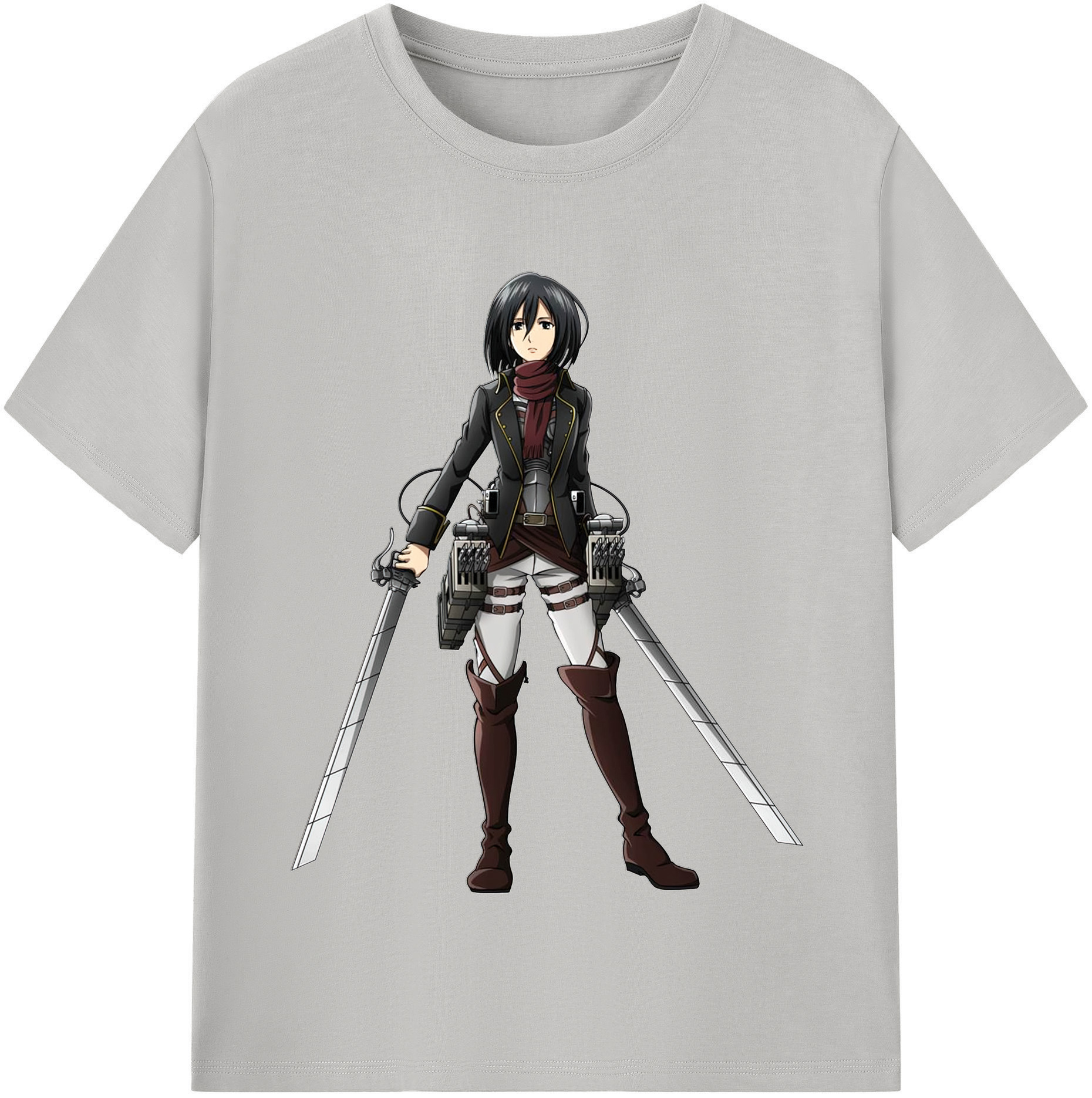 （画像用） 進撃の巨人 ミカサ·アッカーマン Attack on Titan Mikasa Ackerman 綿100％半袖Tシャツ（フロントプリント）