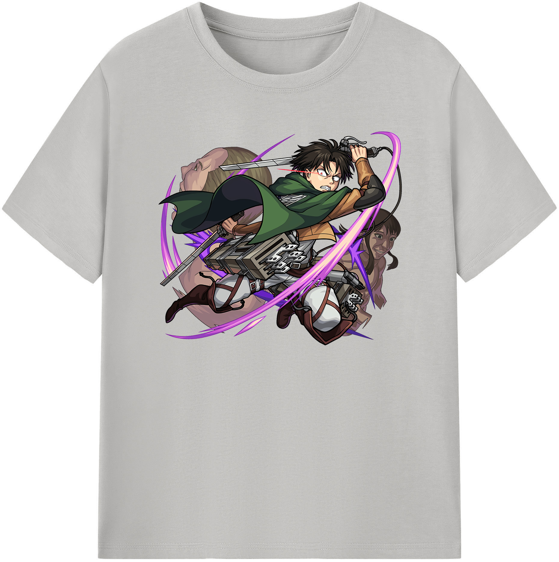 （画像用） 進撃の巨人 リヴァイ·アッカーマン Attack on Titan Levi Ackerman 綿100％半袖Tシャツ（フロントプリント）