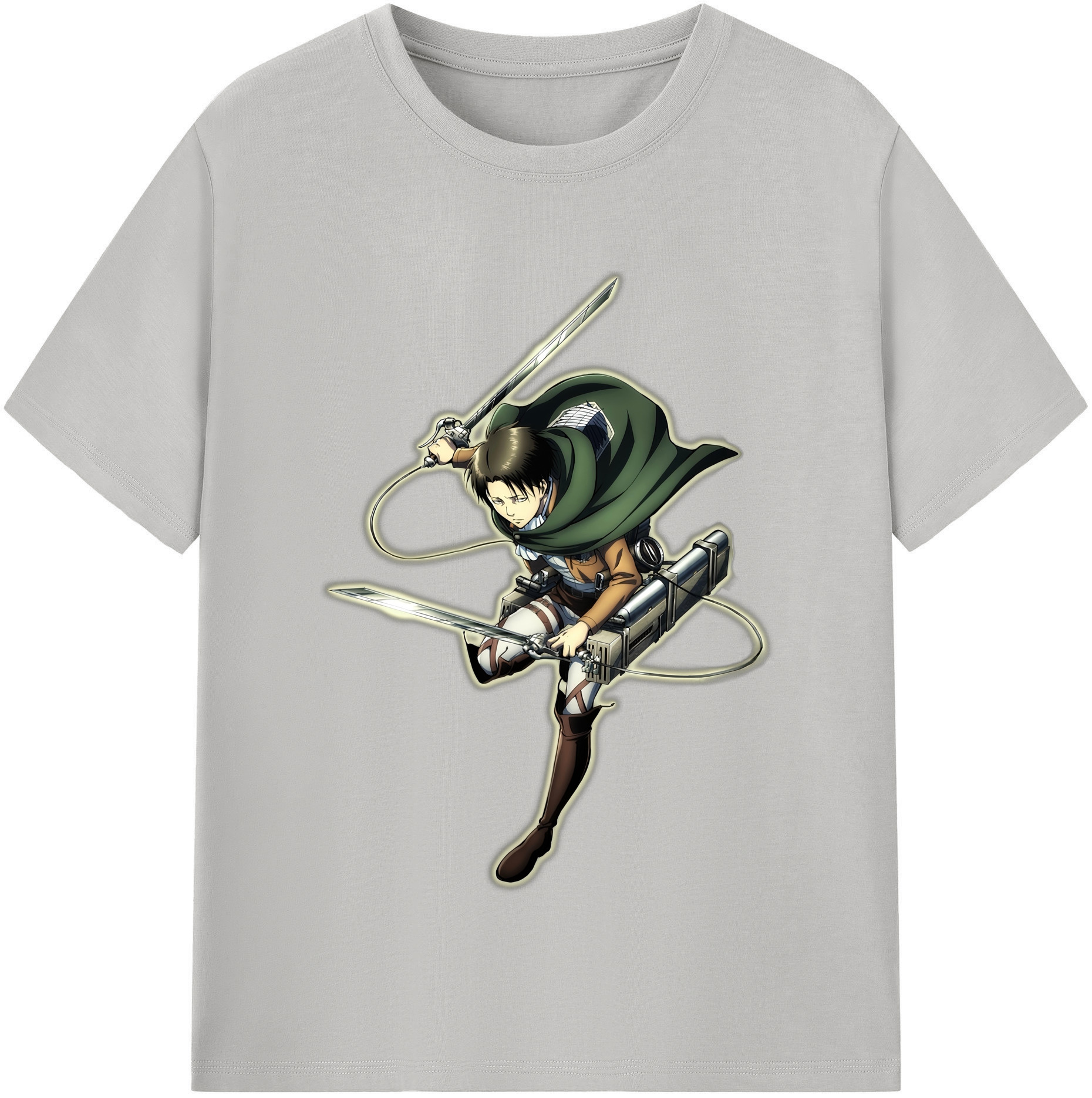 （画像用） 進撃の巨人 リヴァイ·アッカーマン Attack on Titan Levi Ackerman 綿100％半袖Tシャツ（フロントプリント）