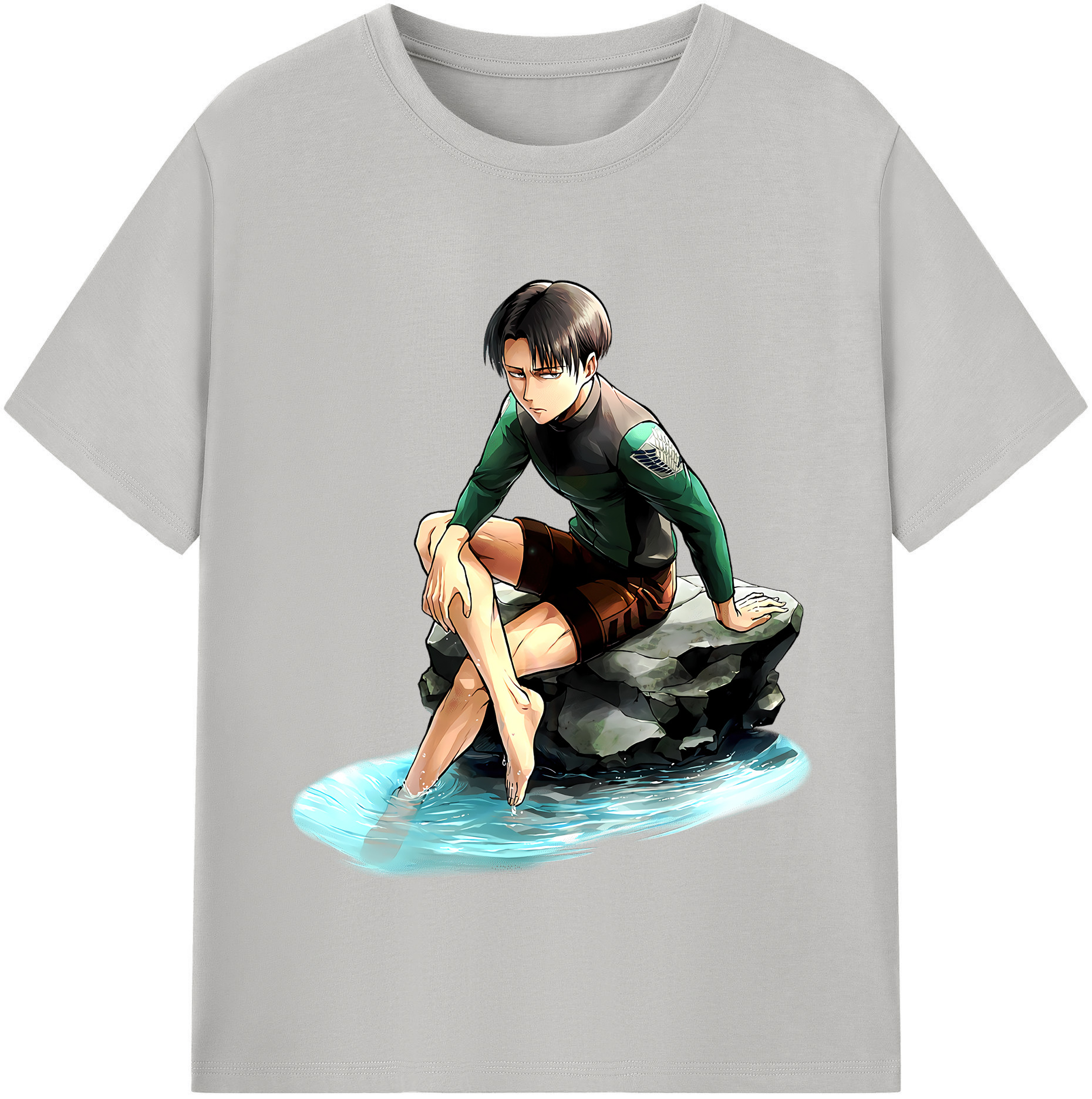（画像用） 進撃の巨人 リヴァイ·アッカーマン Attack on Titan Levi Ackerman 綿100％半袖Tシャツ（フロントプリント）