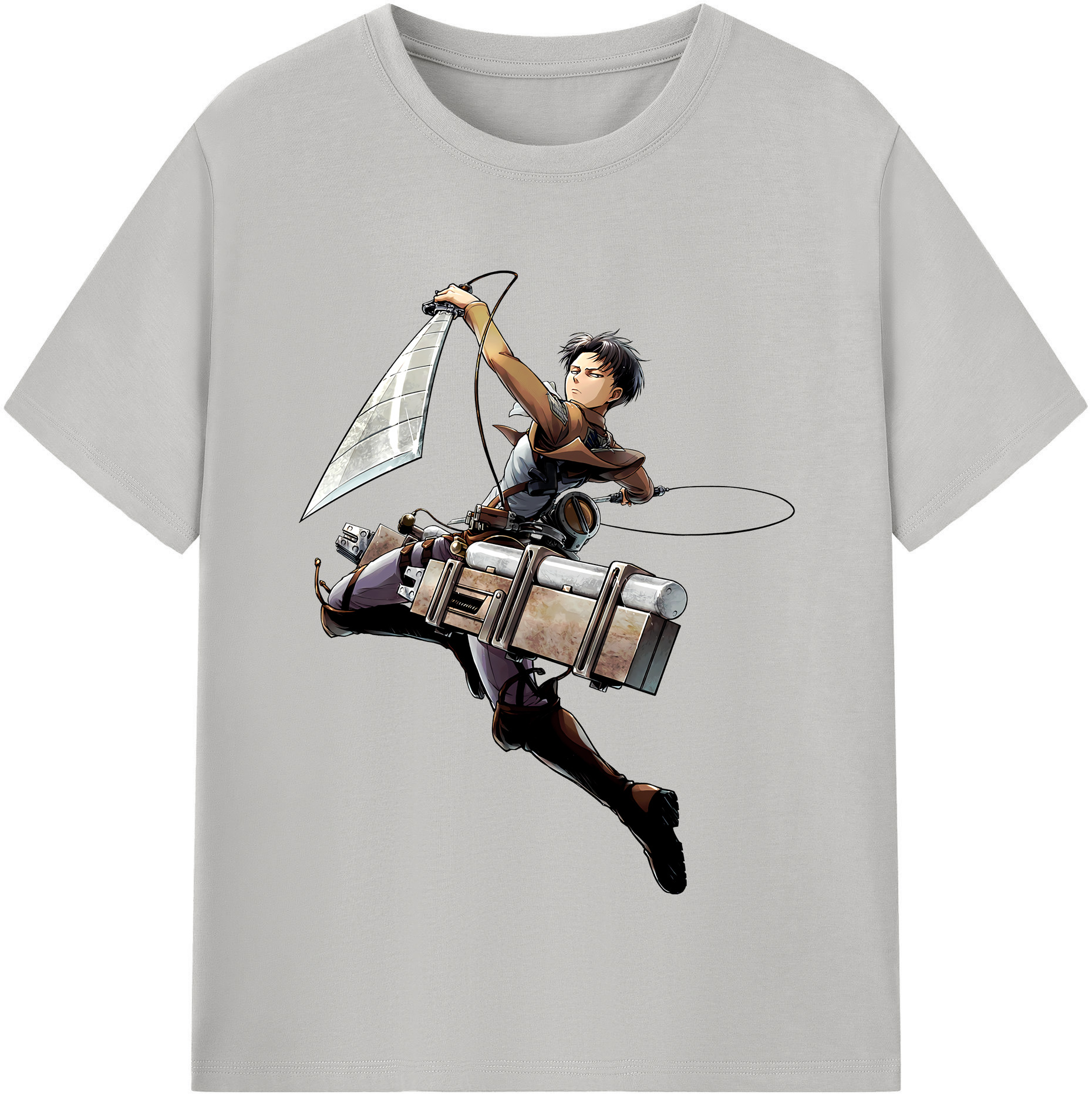 （画像用） 進撃の巨人 リヴァイ·アッカーマン Attack on Titan Levi Ackerman 綿100％半袖Tシャツ（フロントプリント）