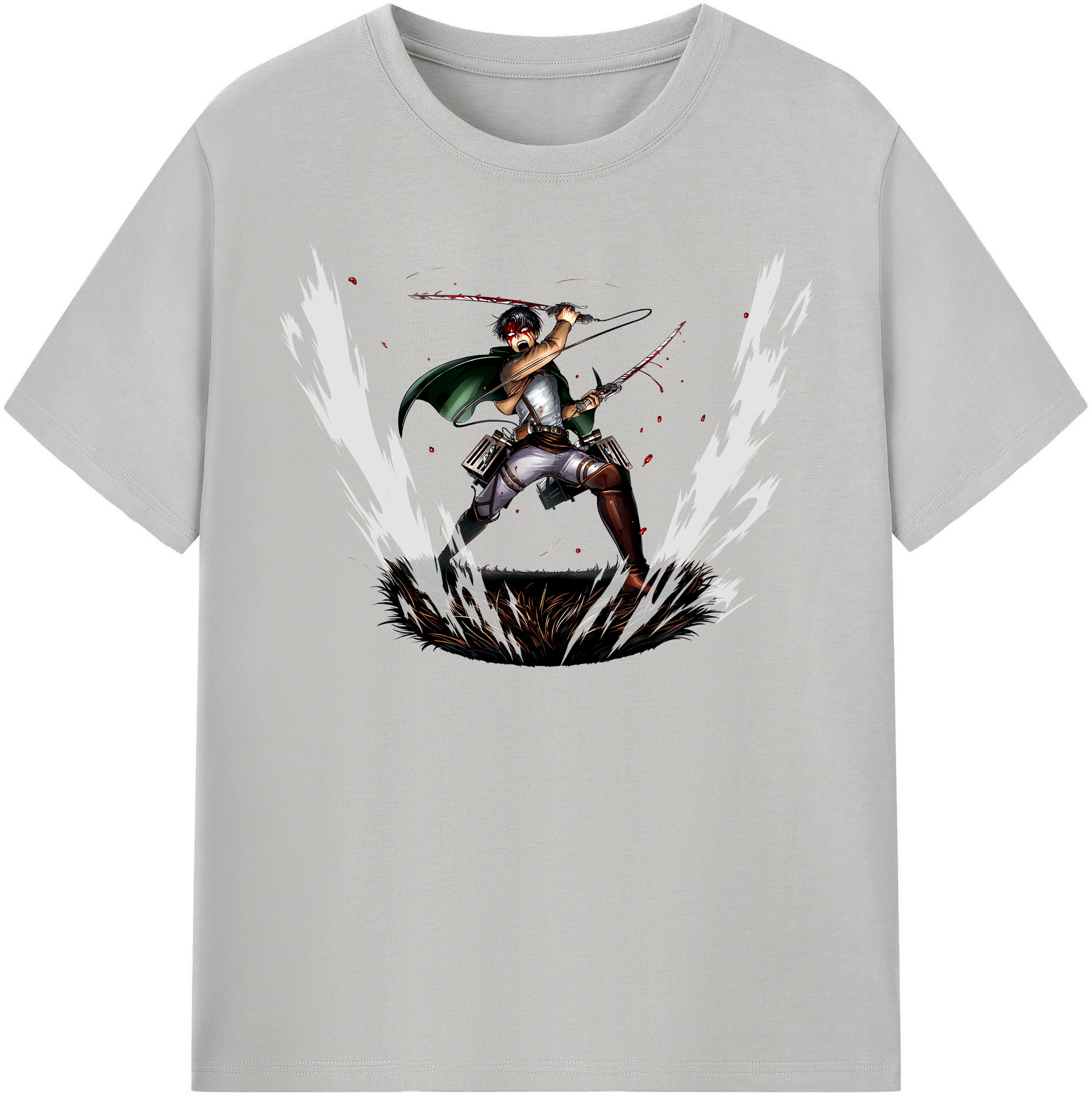 （画像用） 進撃の巨人 リヴァイ·アッカーマン Attack on Titan Levi Ackerman 綿100％半袖Tシャツ（フロントプリント）