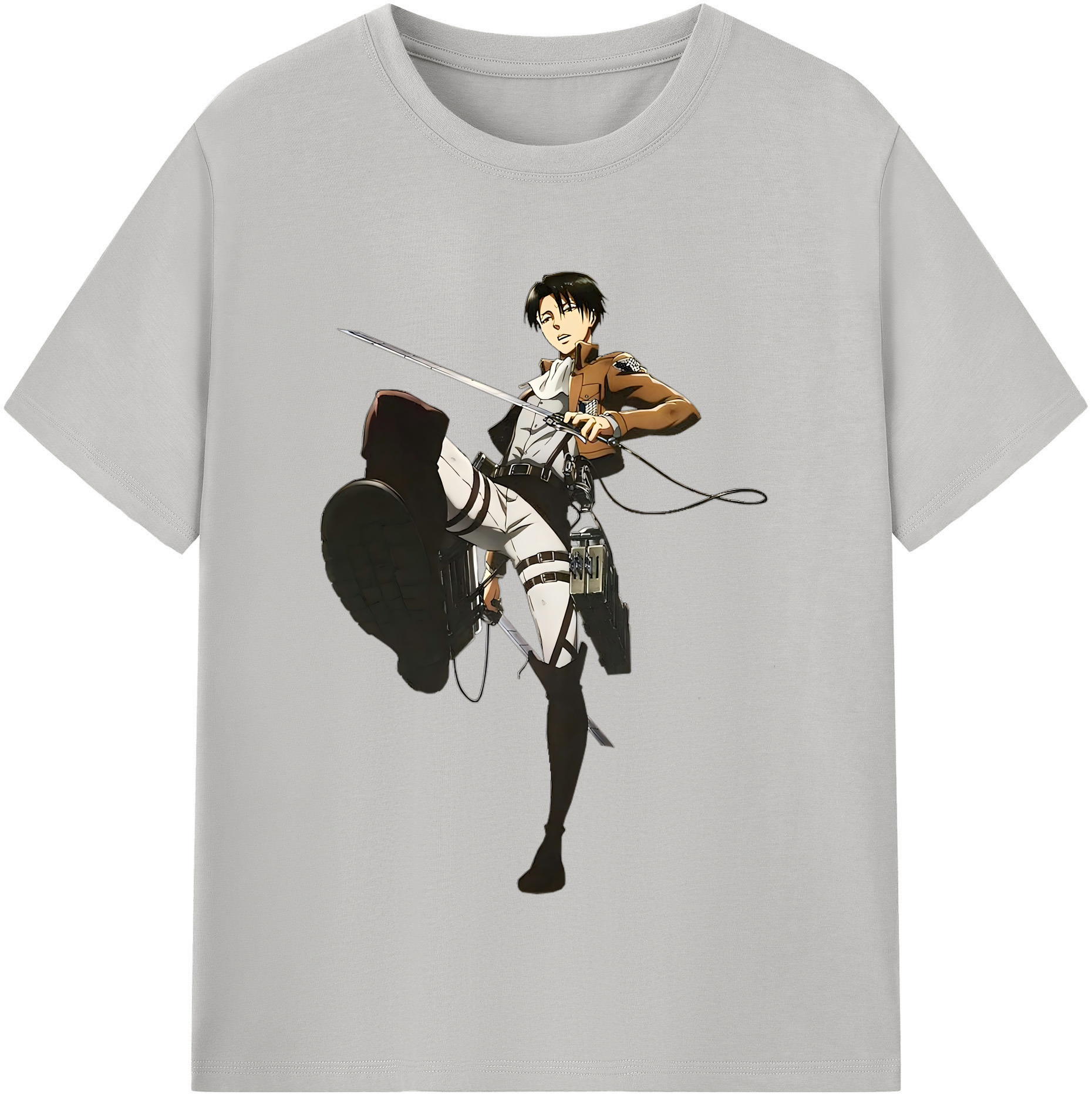 （画像用） 進撃の巨人 リヴァイ·アッカーマン Attack on Titan Levi Ackerman 綿100％半袖Tシャツ（フロントプリント）