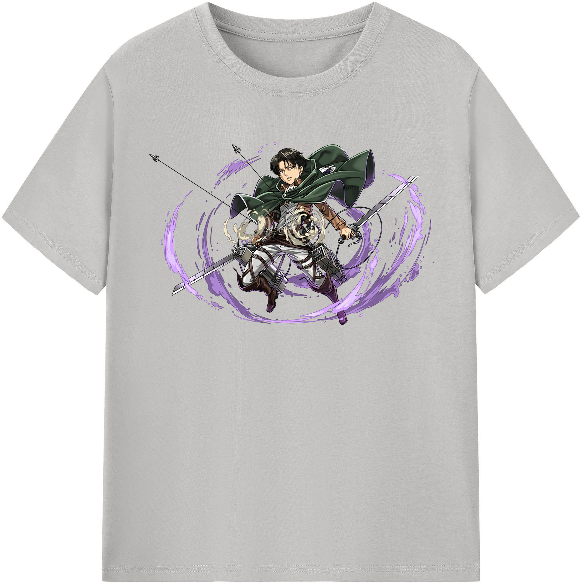 （画像用） 進撃の巨人 リヴァイ·アッカーマン Attack on Titan Levi Ackerman 綿100％半袖Tシャツ（フロントプリント）