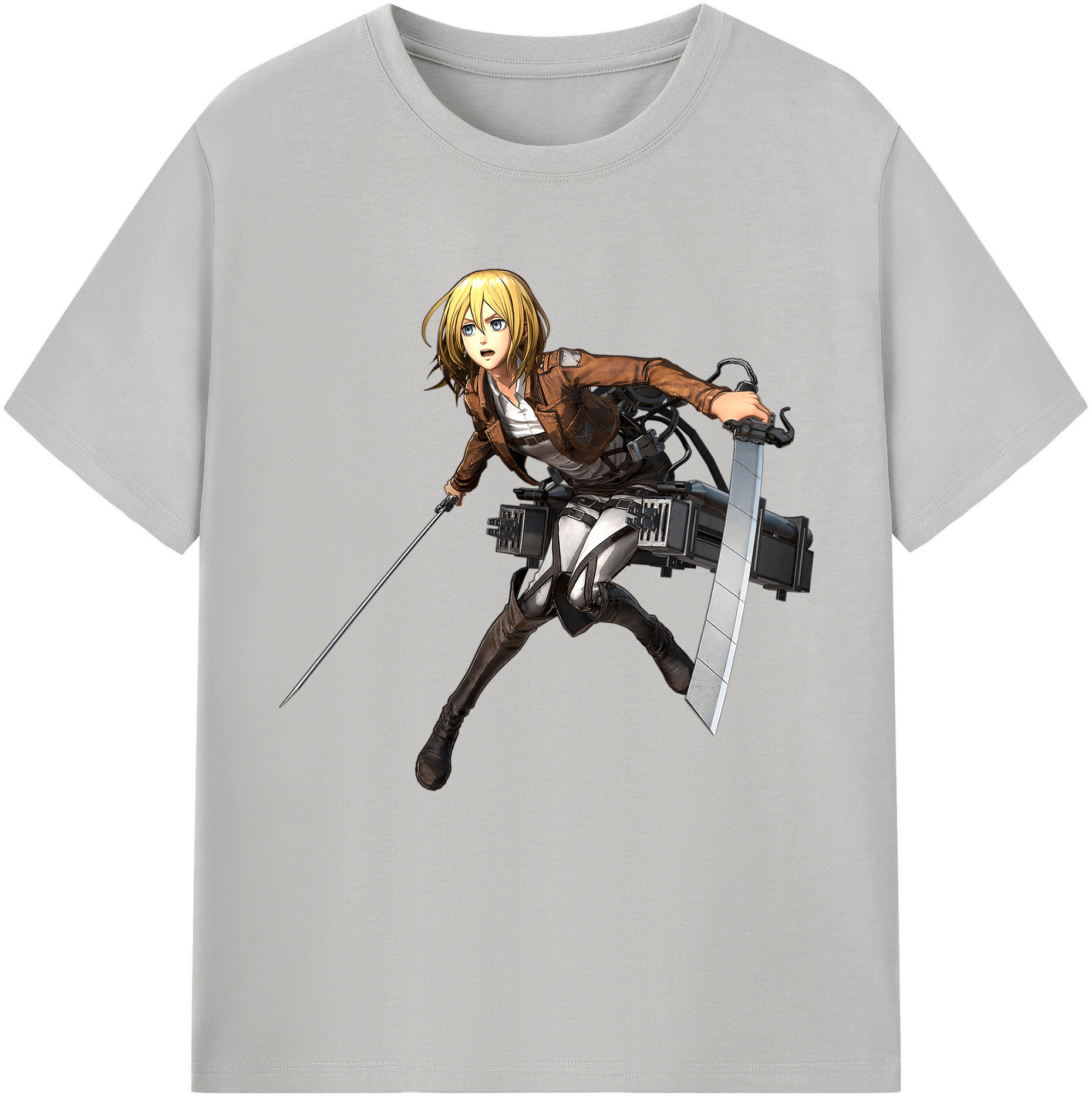 （画像用） 進撃の巨人 クリスタ·レンズ Attack on Titan Christa Lenz 綿100％半袖Tシャツ（フロントプリント）