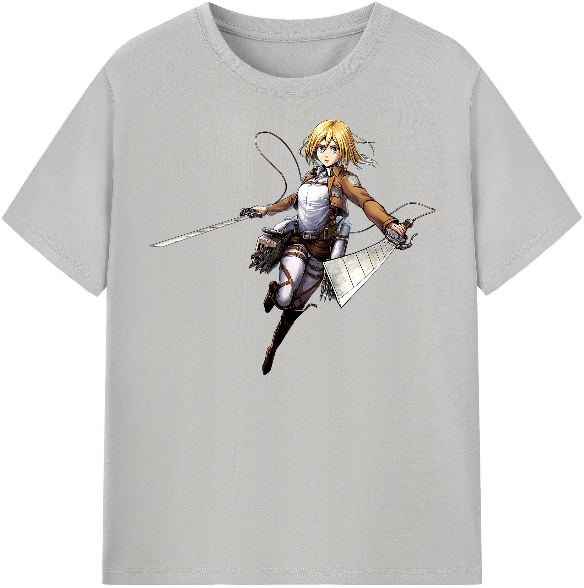 （画像用） 進撃の巨人 クリスタ·レンズ Attack on Titan Christa Lenz 綿100％半袖Tシャツ（フロントプリント）