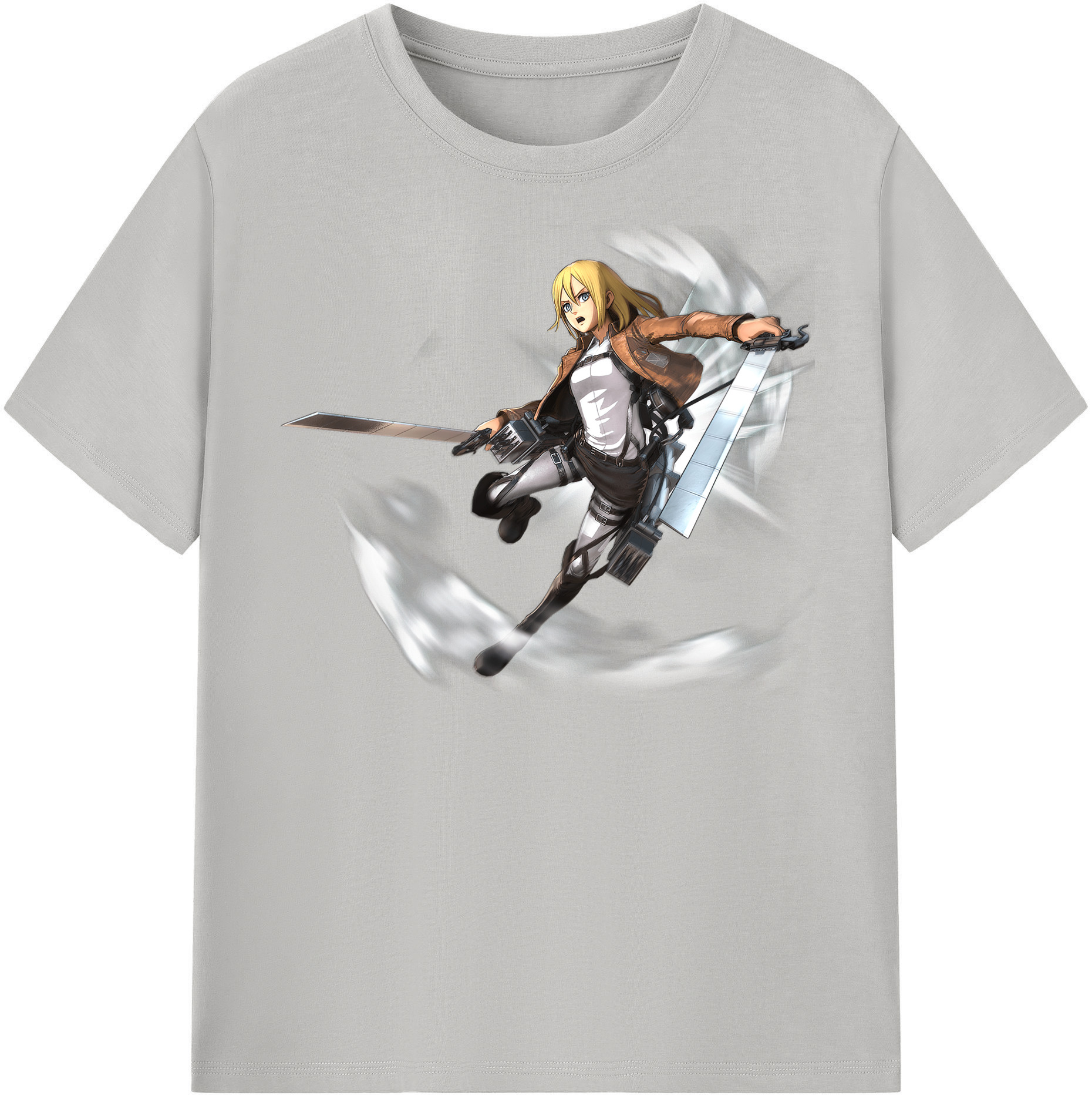 （画像用） 進撃の巨人 クリスタ·レンズ Attack on Titan Christa Lenz 綿100％半袖Tシャツ（フロントプリント）