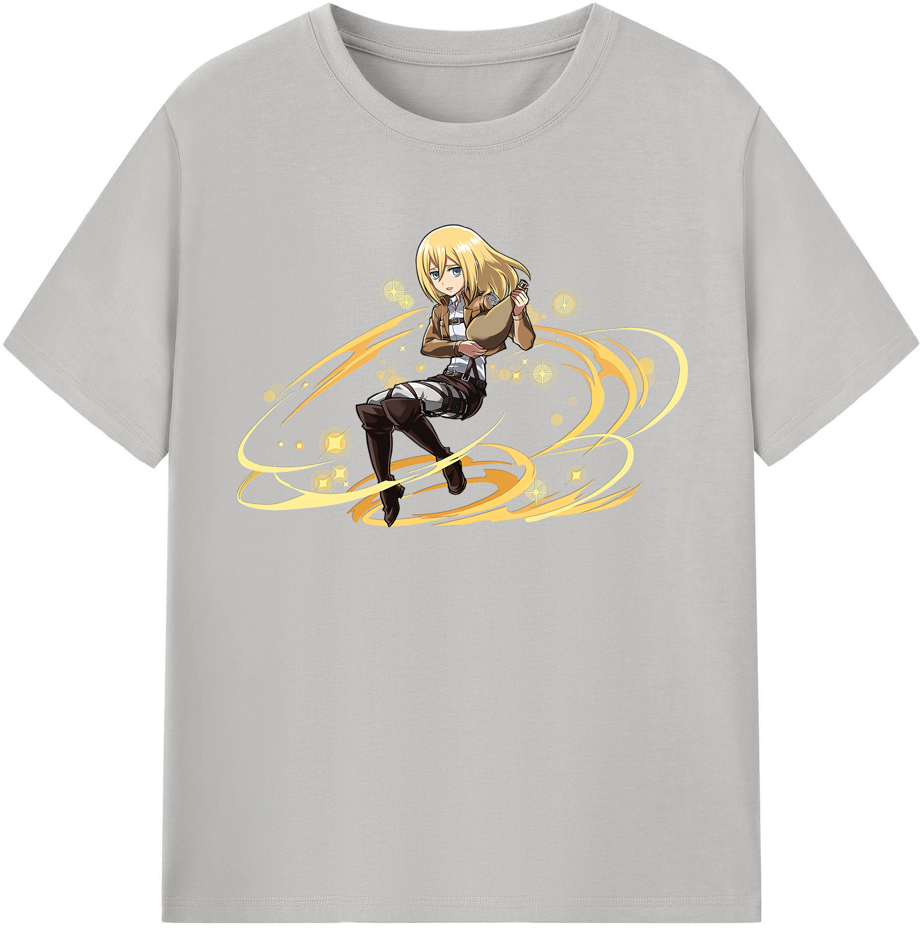 （画像用） 進撃の巨人 クリスタ·レンズ Attack on Titan Christa Lenz 綿100％半袖Tシャツ（フロントプリント）