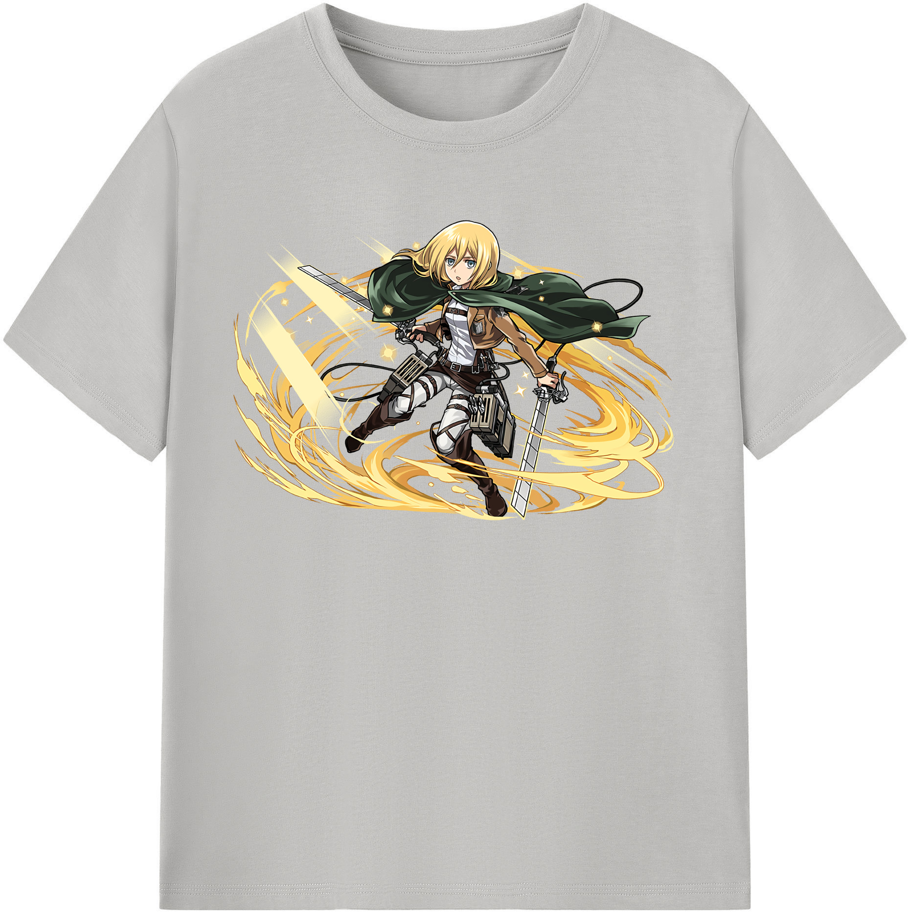 （画像用） 進撃の巨人 クリスタ·レンズ Attack on Titan Christa Lenz 綿100％半袖Tシャツ（フロントプリント）