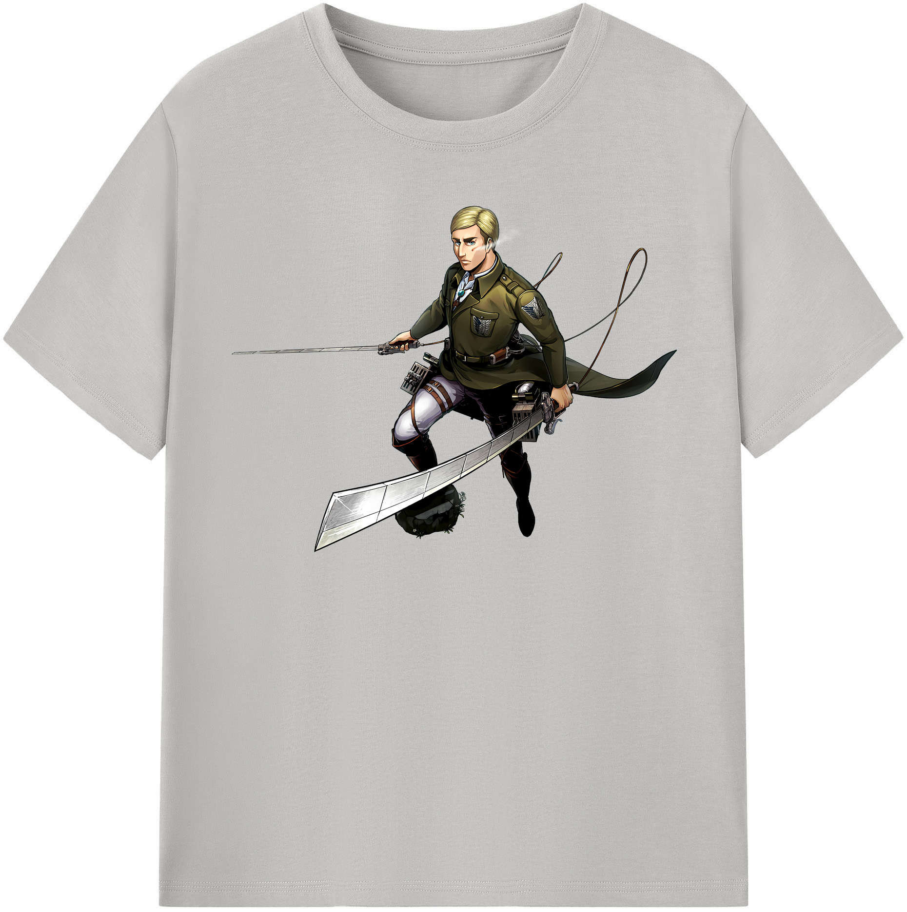 （画像用） 進撃の巨人 エルヴィン・スミス Attack on Titan Erwin Smith 綿100％半袖Tシャツ（フロントプリント）
