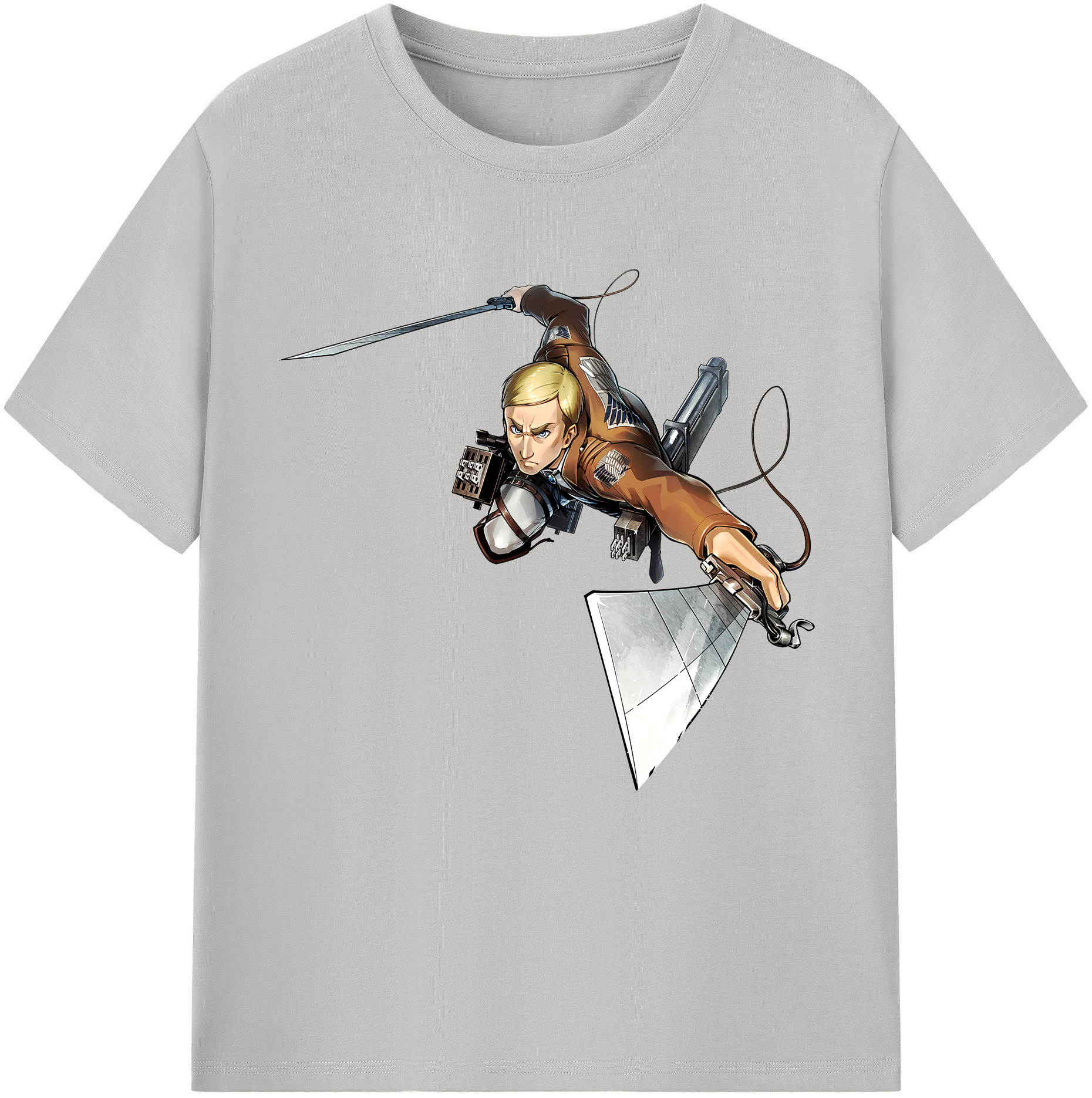 （画像用） 進撃の巨人 エルヴィン・スミス Attack on Titan Erwin Smith 綿100％半袖Tシャツ（フロントプリント）