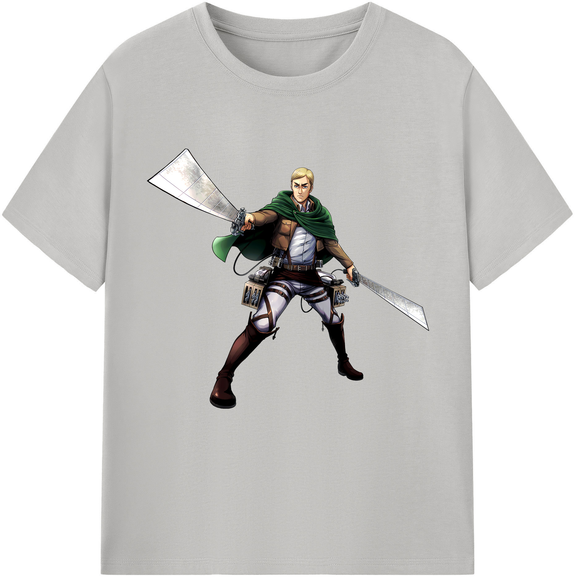 （画像用） 進撃の巨人 エルヴィン・スミス Attack on Titan Erwin Smith 綿100％半袖Tシャツ（フロントプリント）