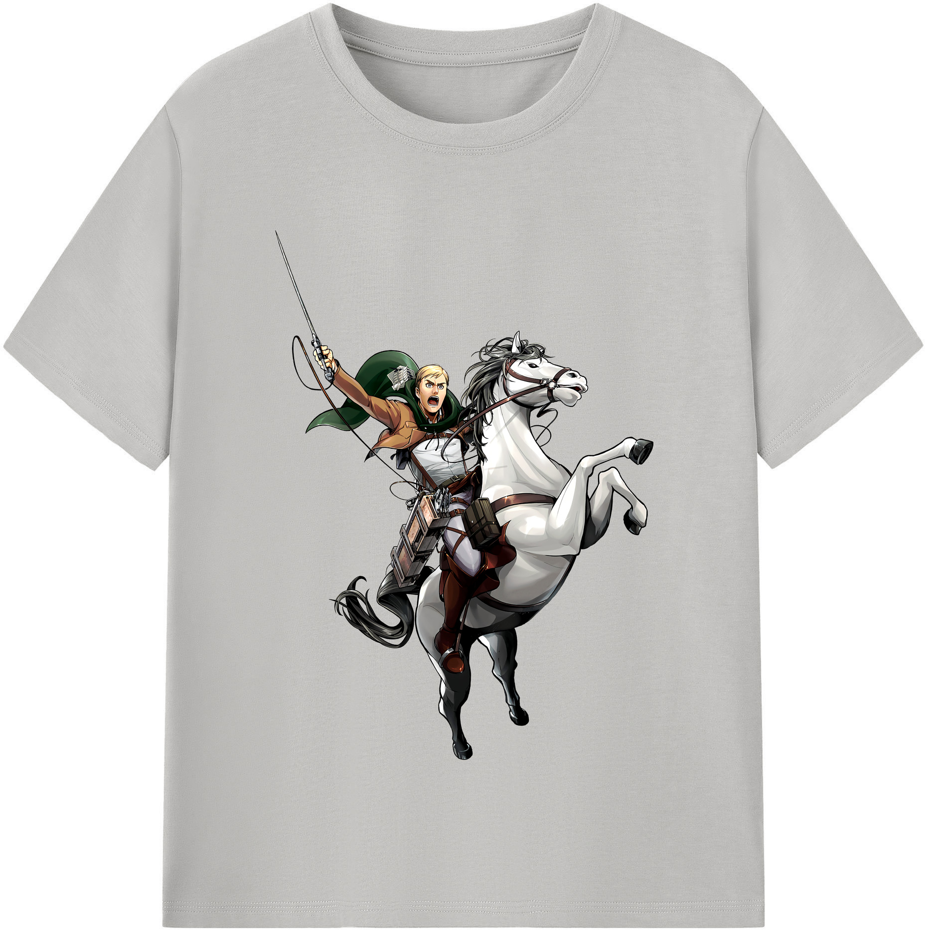 （画像用） 進撃の巨人 エルヴィン・スミス Attack on Titan Erwin Smith 綿100％半袖Tシャツ（フロントプリント）