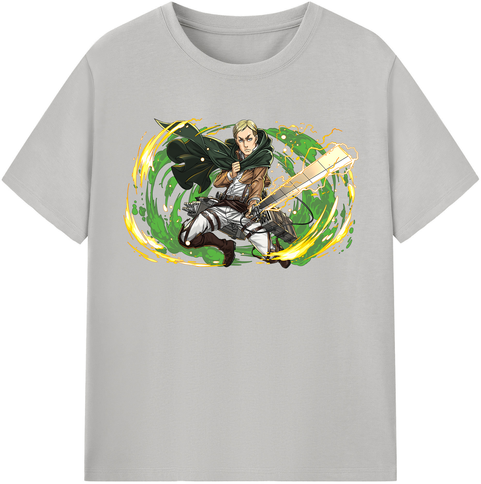 （画像用） 進撃の巨人 エルヴィン・スミス Attack on Titan Erwin Smith 綿100％半袖Tシャツ（フロントプリント）