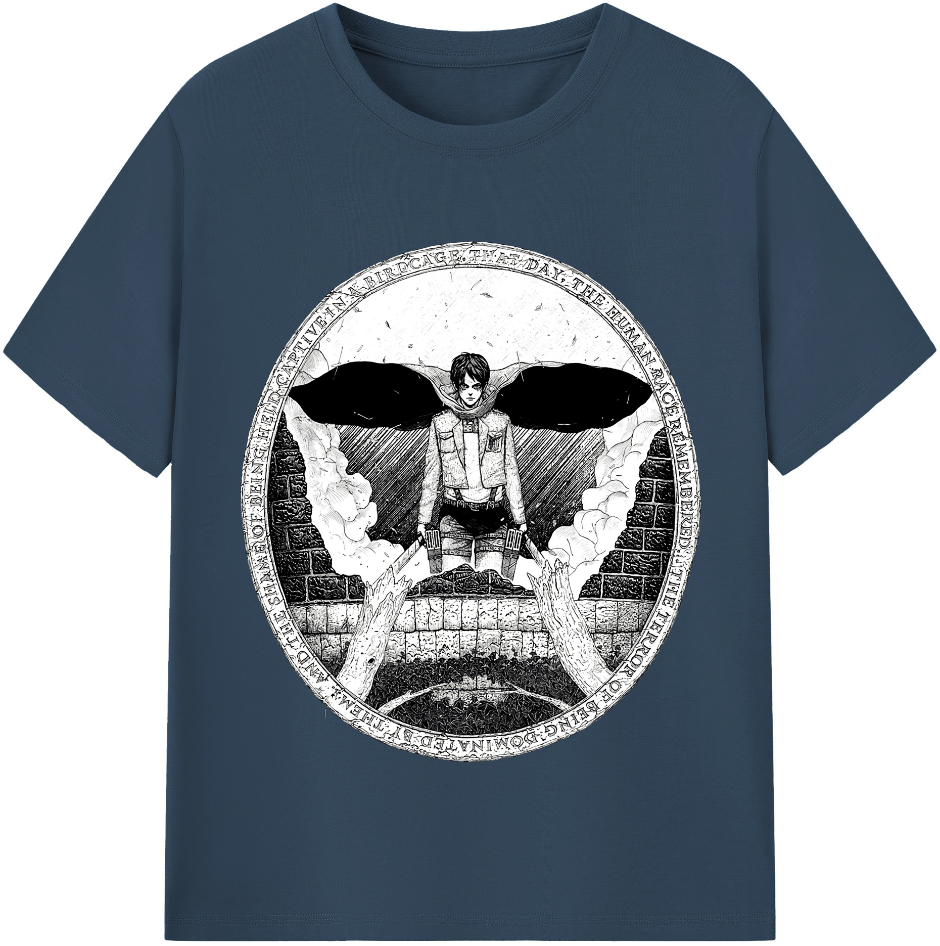 （画像用） 進撃の巨人 エレン･イェーガー Attack on Titan Eren Jäger 綿100％半袖Tシャツ（フロントプリント）