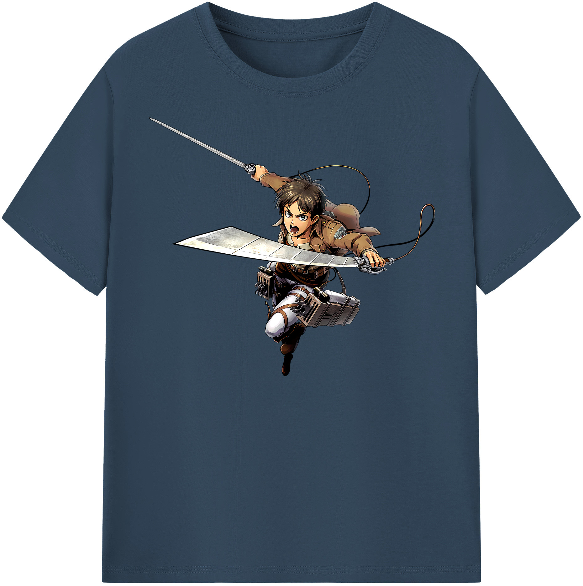 （画像用） 進撃の巨人 エレン･イェーガー Attack on Titan Eren Jäger 綿100％半袖Tシャツ（フロントプリント）