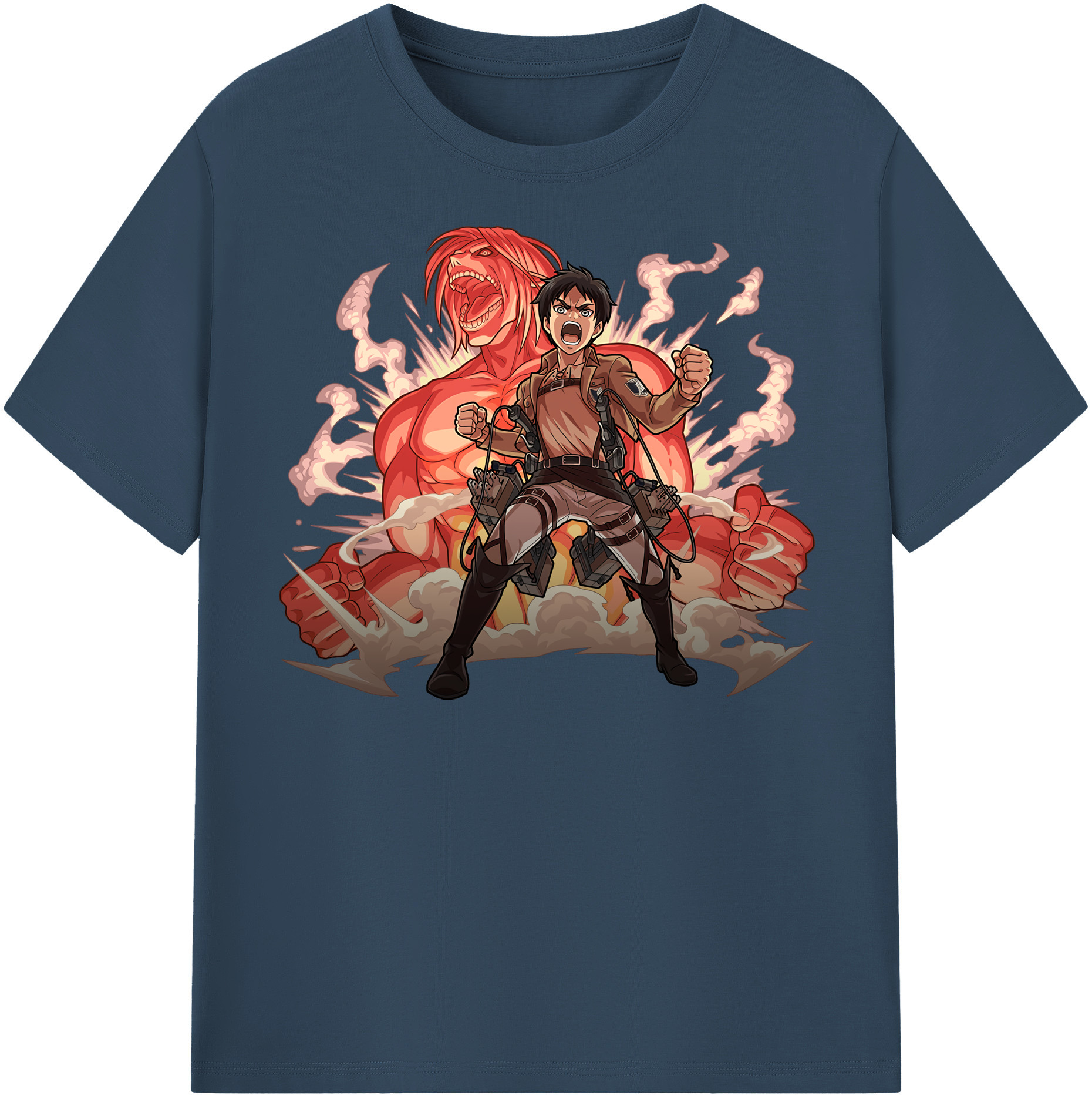 （画像用） 進撃の巨人 エレン･イェーガー Attack on Titan Eren Jäger 綿100％半袖Tシャツ（フロントプリント）