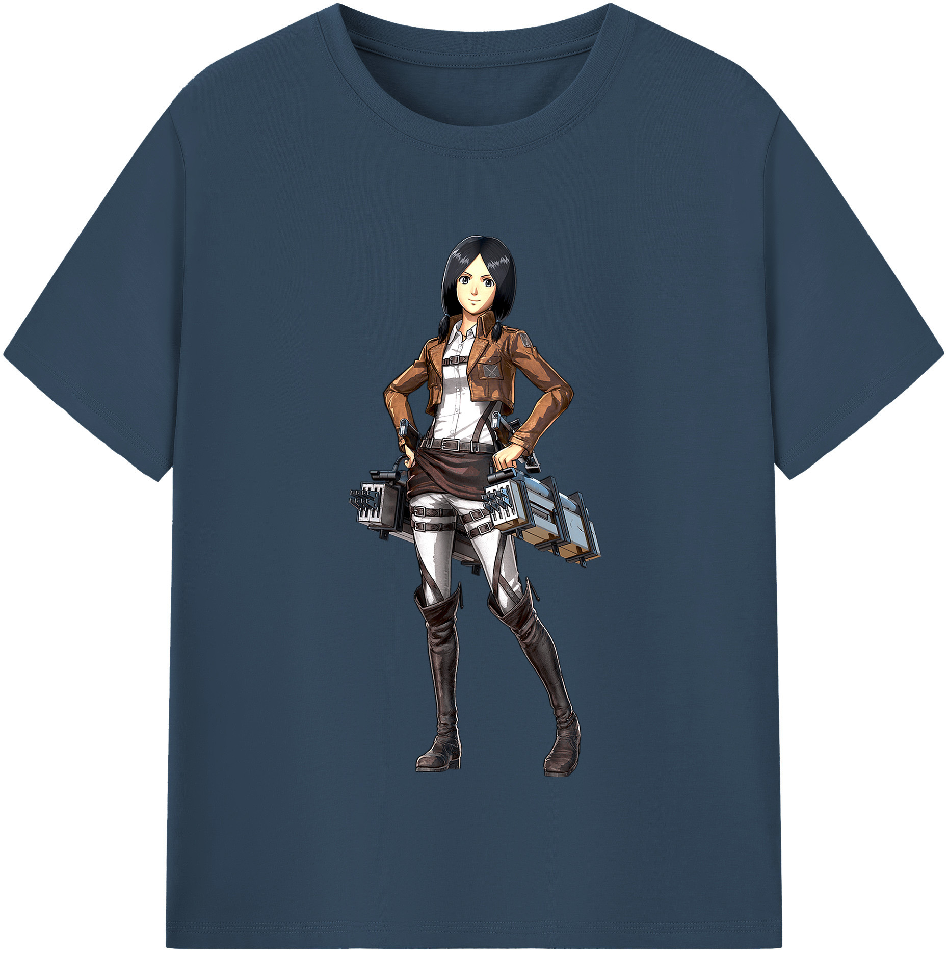 （画像用） 進撃の巨人 ミカサ·アッカーマン Attack on Titan Mikasa Ackerman 綿100％半袖Tシャツ（フロントプリント）