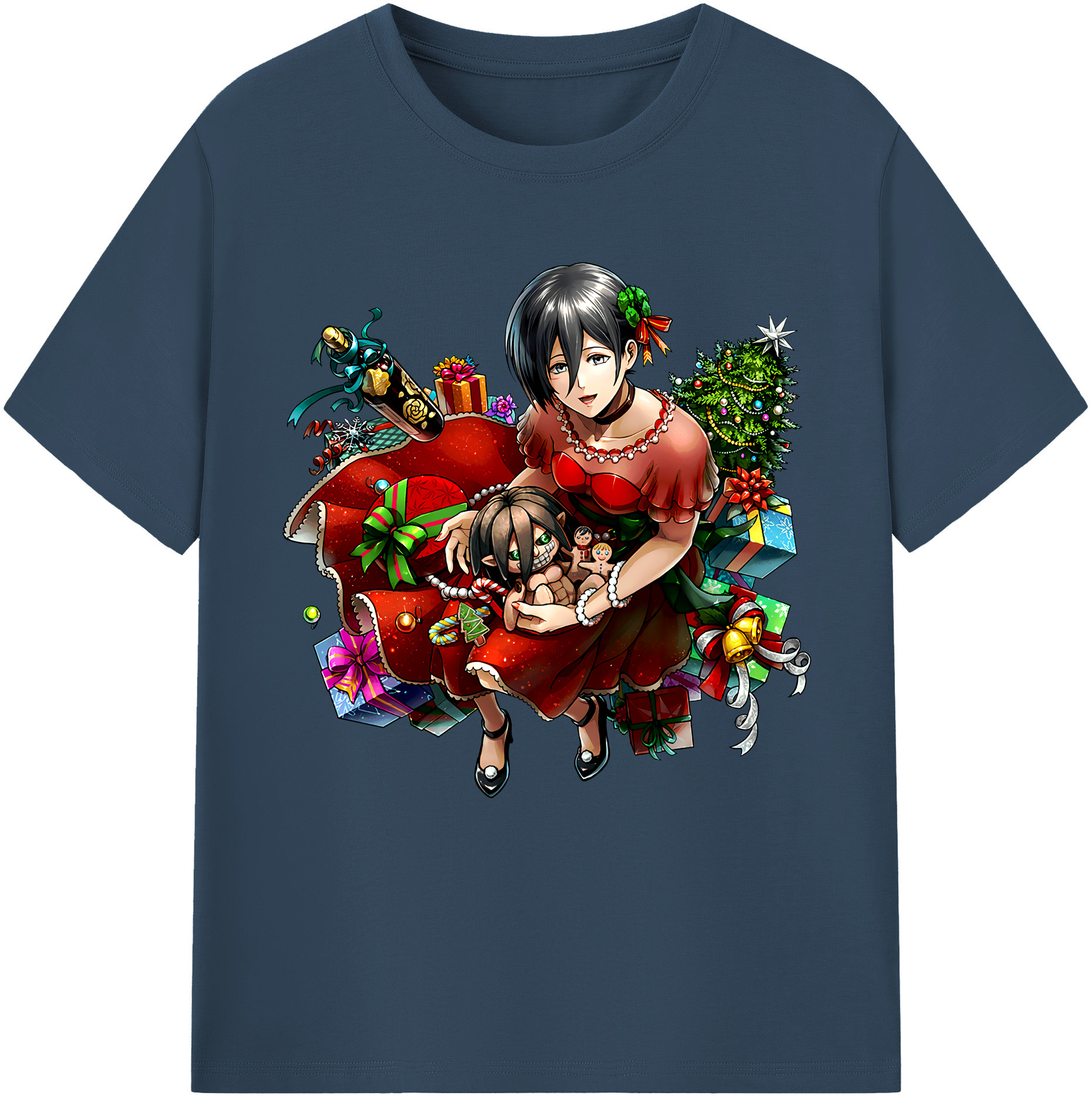（画像用） 進撃の巨人 ミカサ·アッカーマン Attack on Titan Mikasa Ackerman 綿100％半袖Tシャツ（フロントプリント）