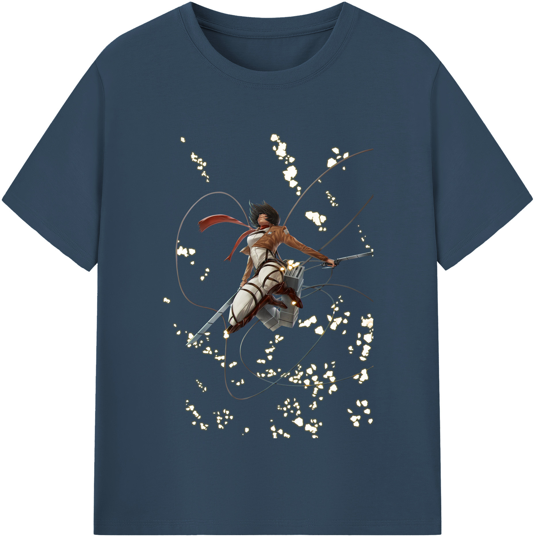 （画像用） 進撃の巨人 ミカサ·アッカーマン Attack on Titan Mikasa Ackerman 綿100％半袖Tシャツ（フロントプリント）