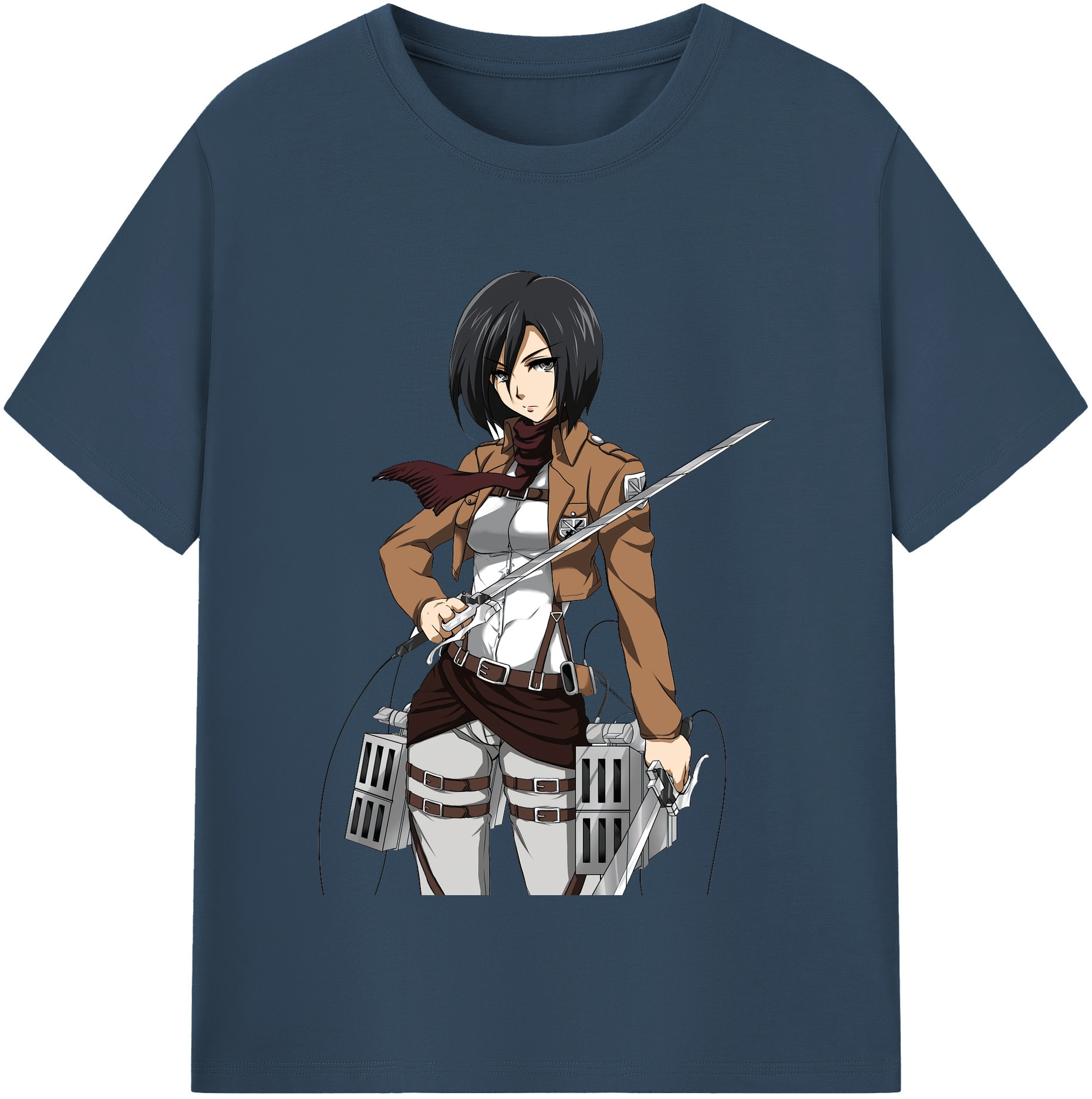 （画像用） 進撃の巨人 ミカサ·アッカーマン Attack on Titan Mikasa Ackerman 綿100％半袖Tシャツ（フロントプリント）
