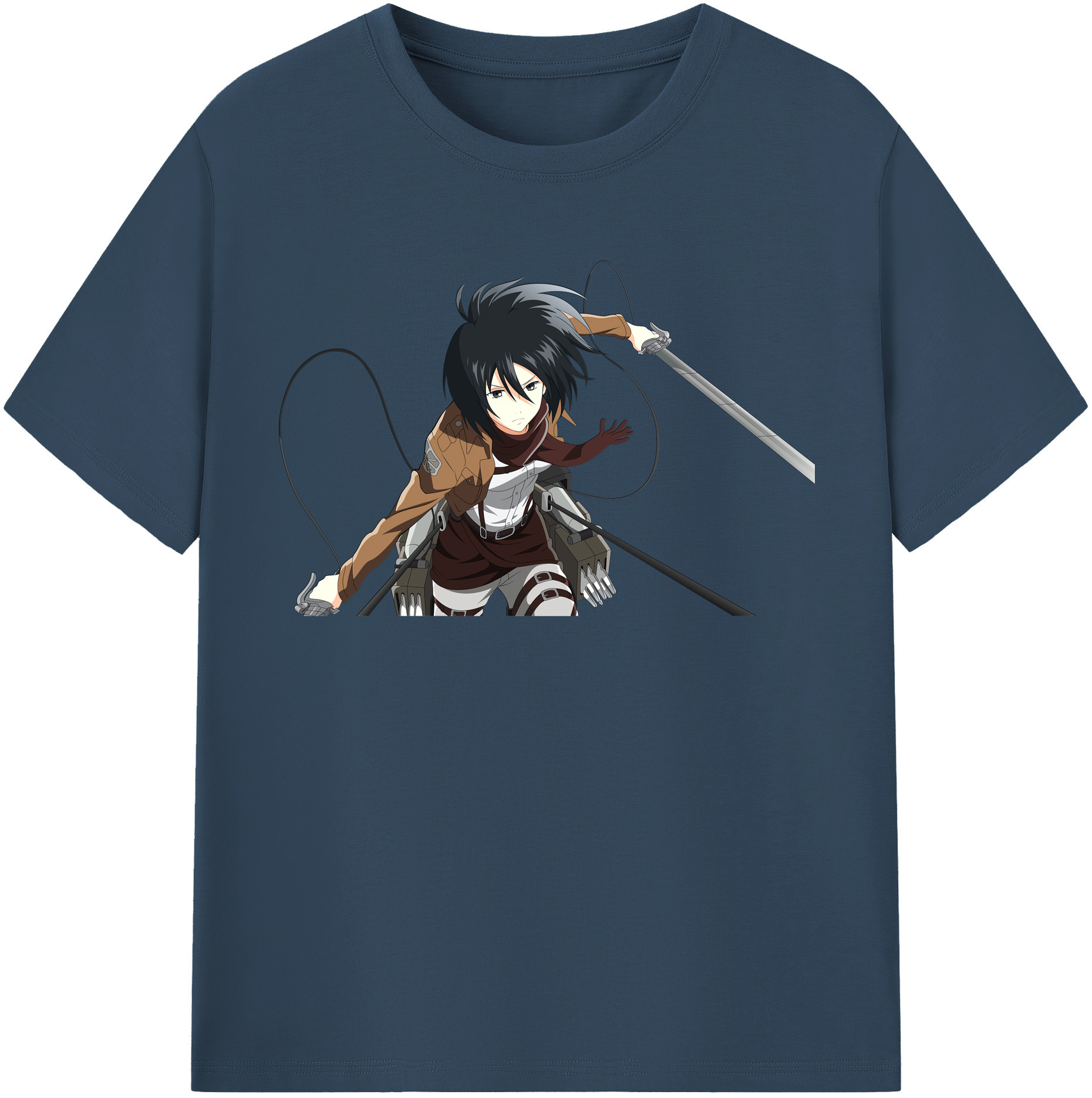 （画像用） 進撃の巨人 ミカサ·アッカーマン Attack on Titan Mikasa Ackerman 綿100％半袖Tシャツ（フロントプリント）