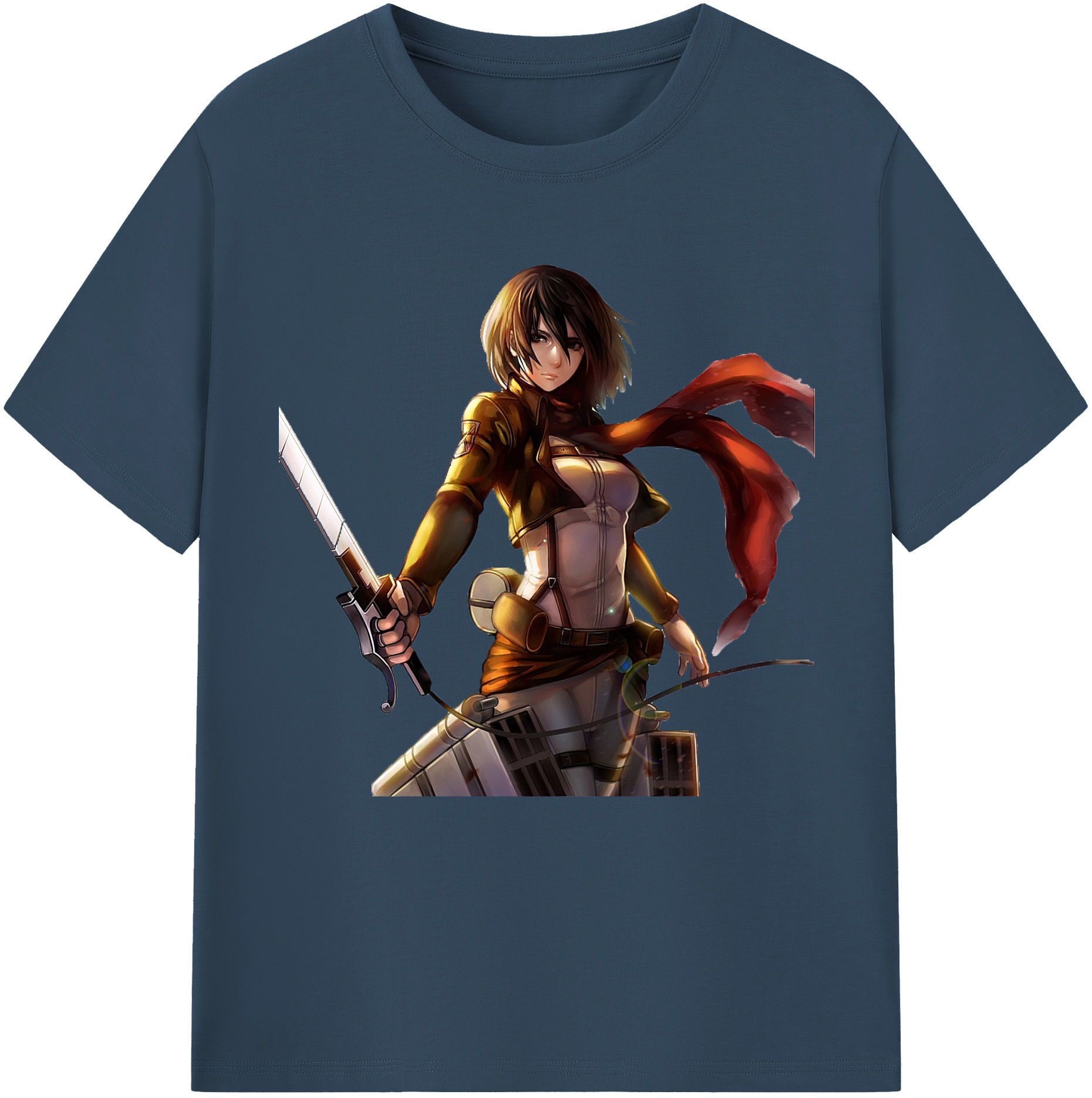 （画像用） 進撃の巨人 ミカサ·アッカーマン Attack on Titan Mikasa Ackerman 綿100％半袖Tシャツ（フロントプリント）