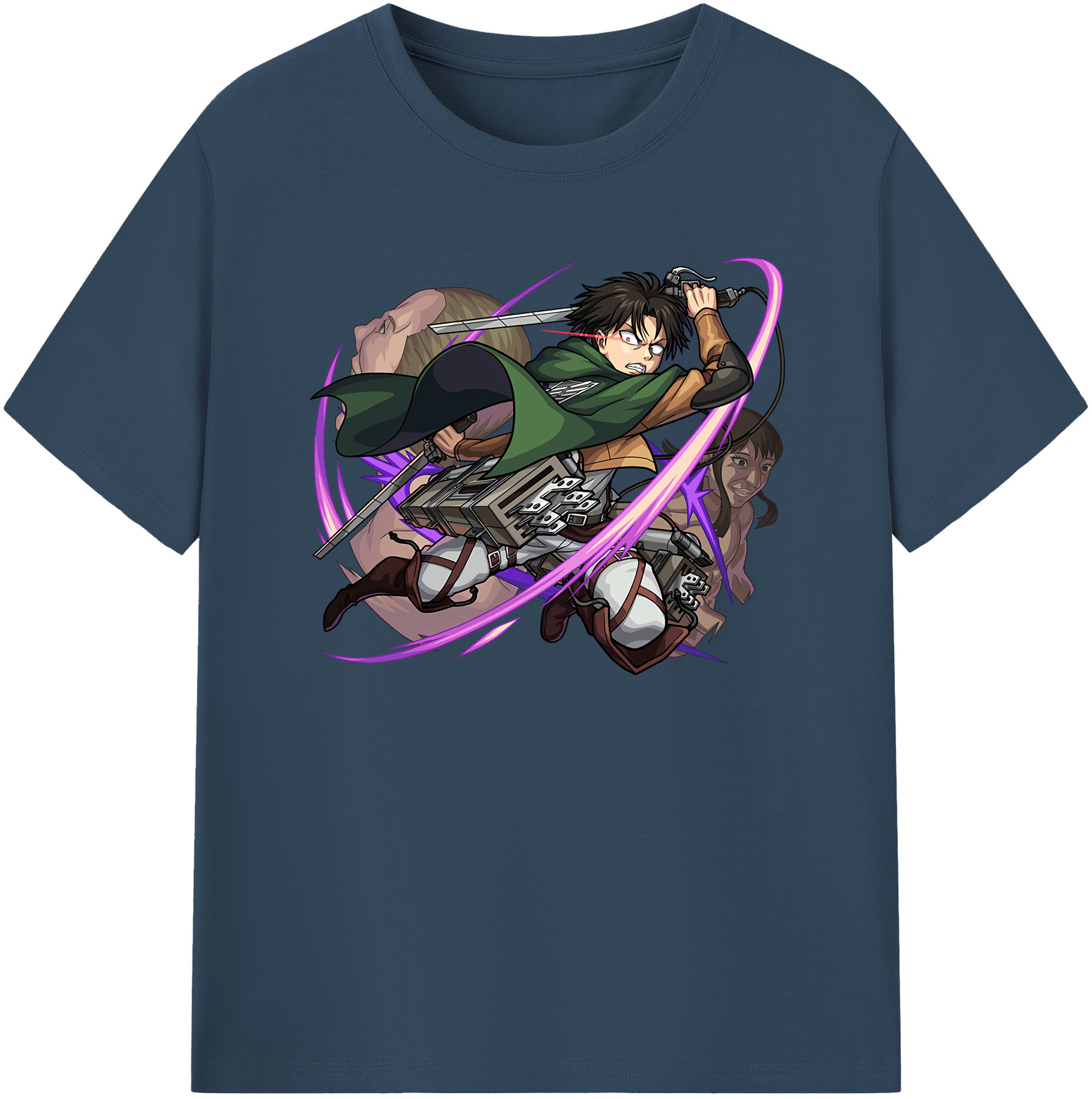 （画像用） 進撃の巨人 リヴァイ·アッカーマン Attack on Titan Levi Ackerman 綿100％半袖Tシャツ（フロントプリント）