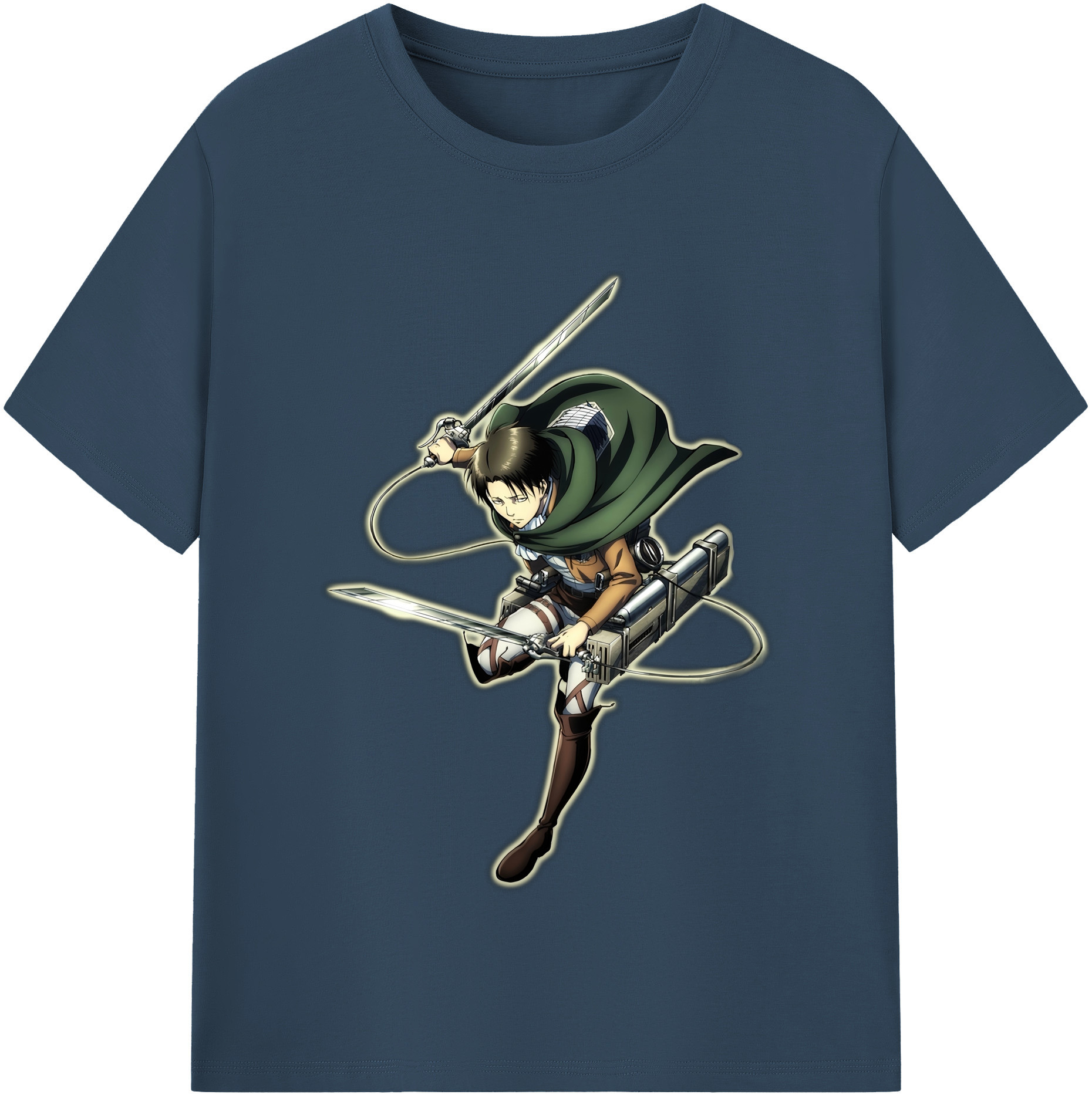 （画像用） 進撃の巨人 リヴァイ·アッカーマン Attack on Titan Levi Ackerman 綿100％半袖Tシャツ（フロントプリント）