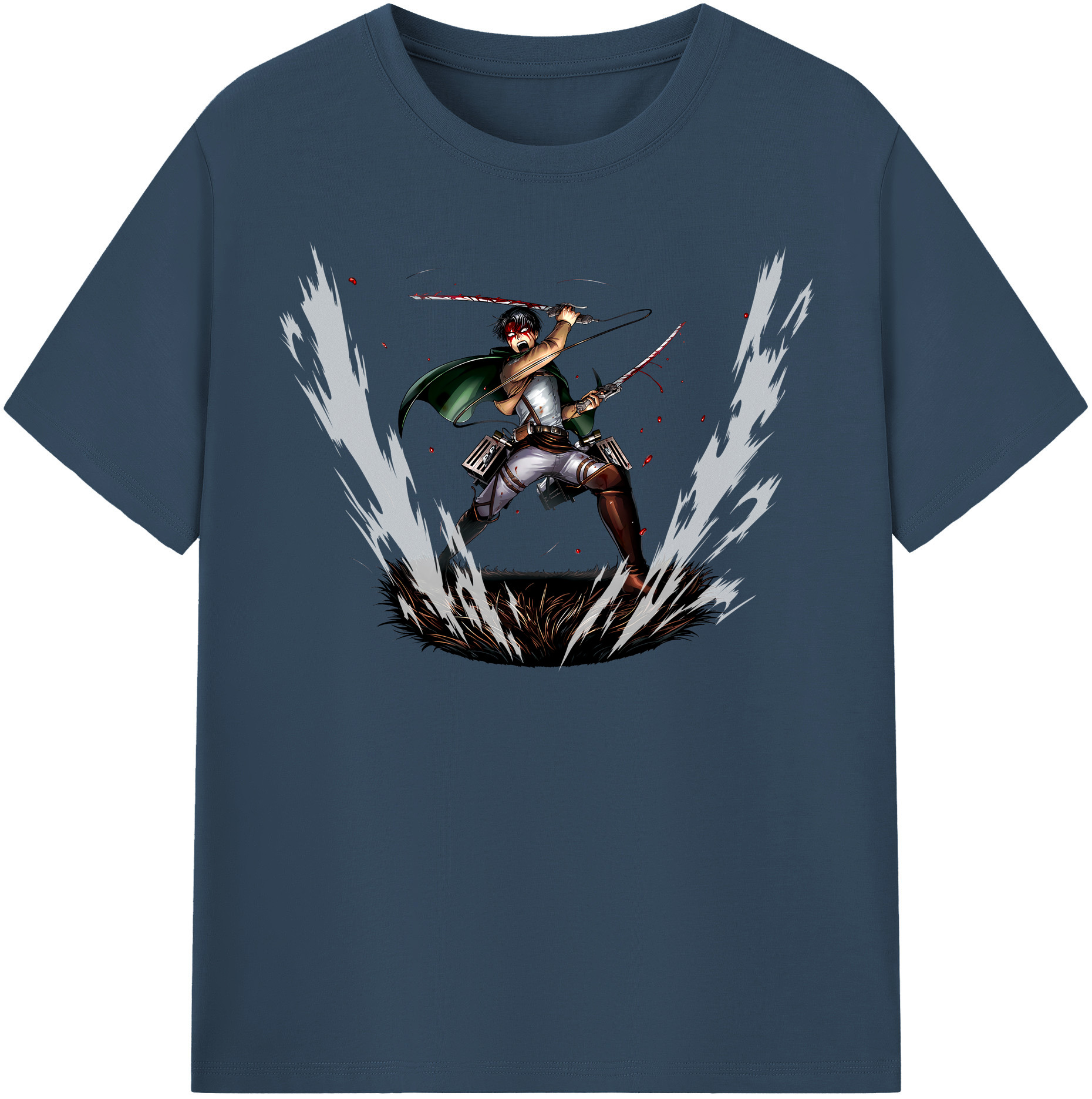 （画像用） 進撃の巨人 リヴァイ·アッカーマン Attack on Titan Levi Ackerman 綿100％半袖Tシャツ（フロントプリント）