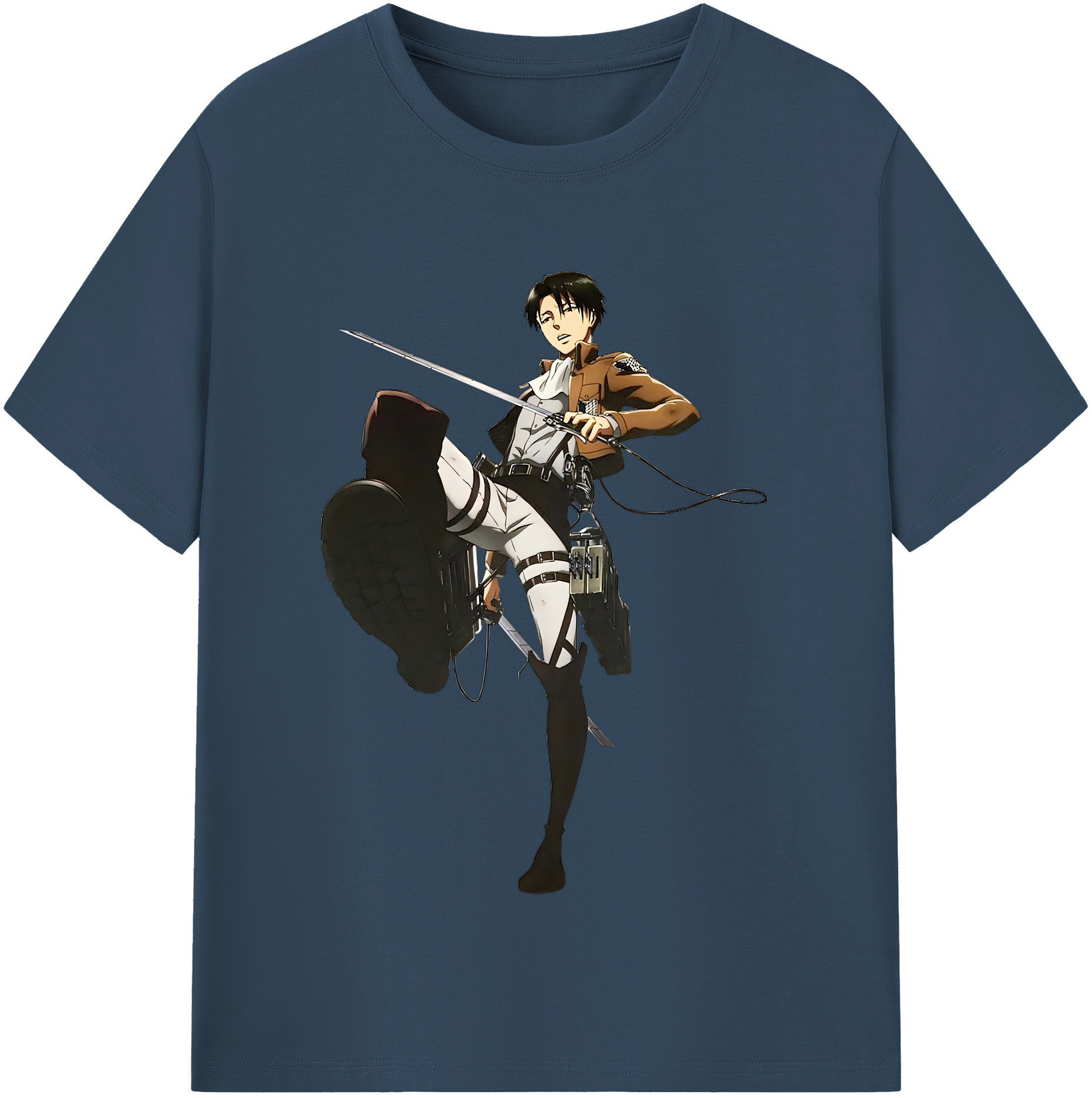 （画像用） 進撃の巨人 リヴァイ·アッカーマン Attack on Titan Levi Ackerman 綿100％半袖Tシャツ（フロントプリント）