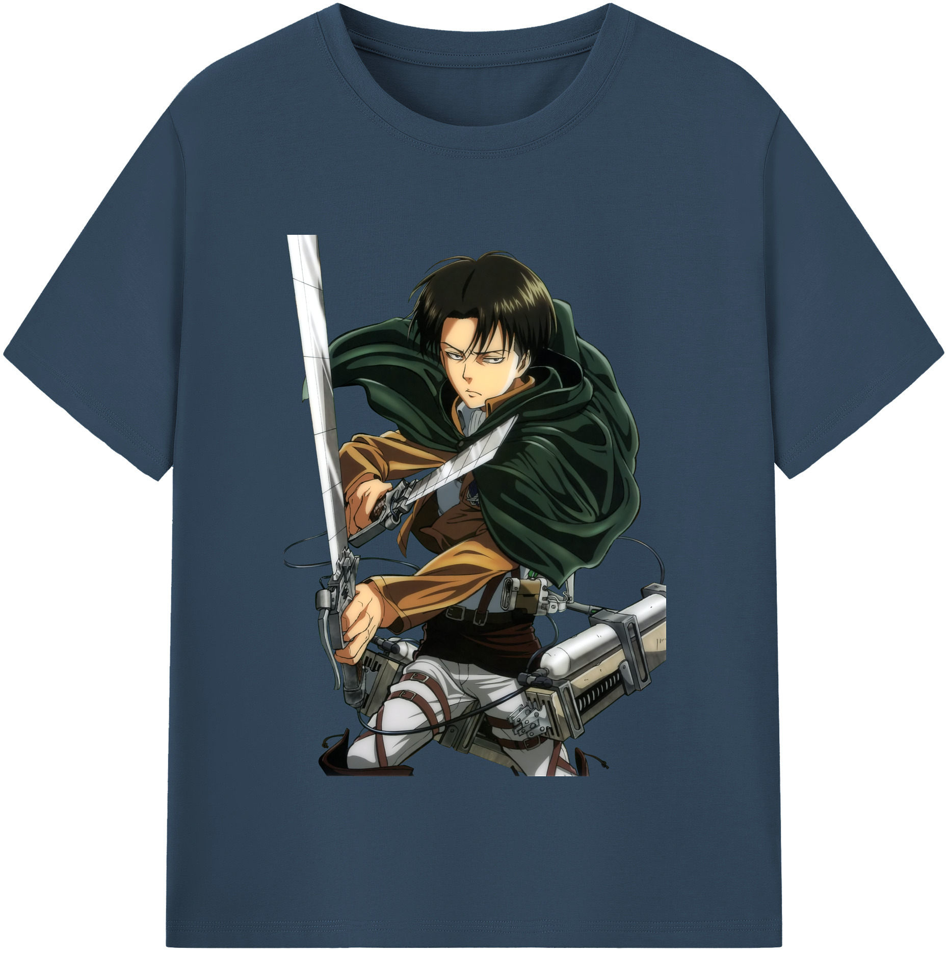 （画像用） 進撃の巨人 リヴァイ·アッカーマン Attack on Titan Levi Ackerman 綿100％半袖Tシャツ（フロントプリント）