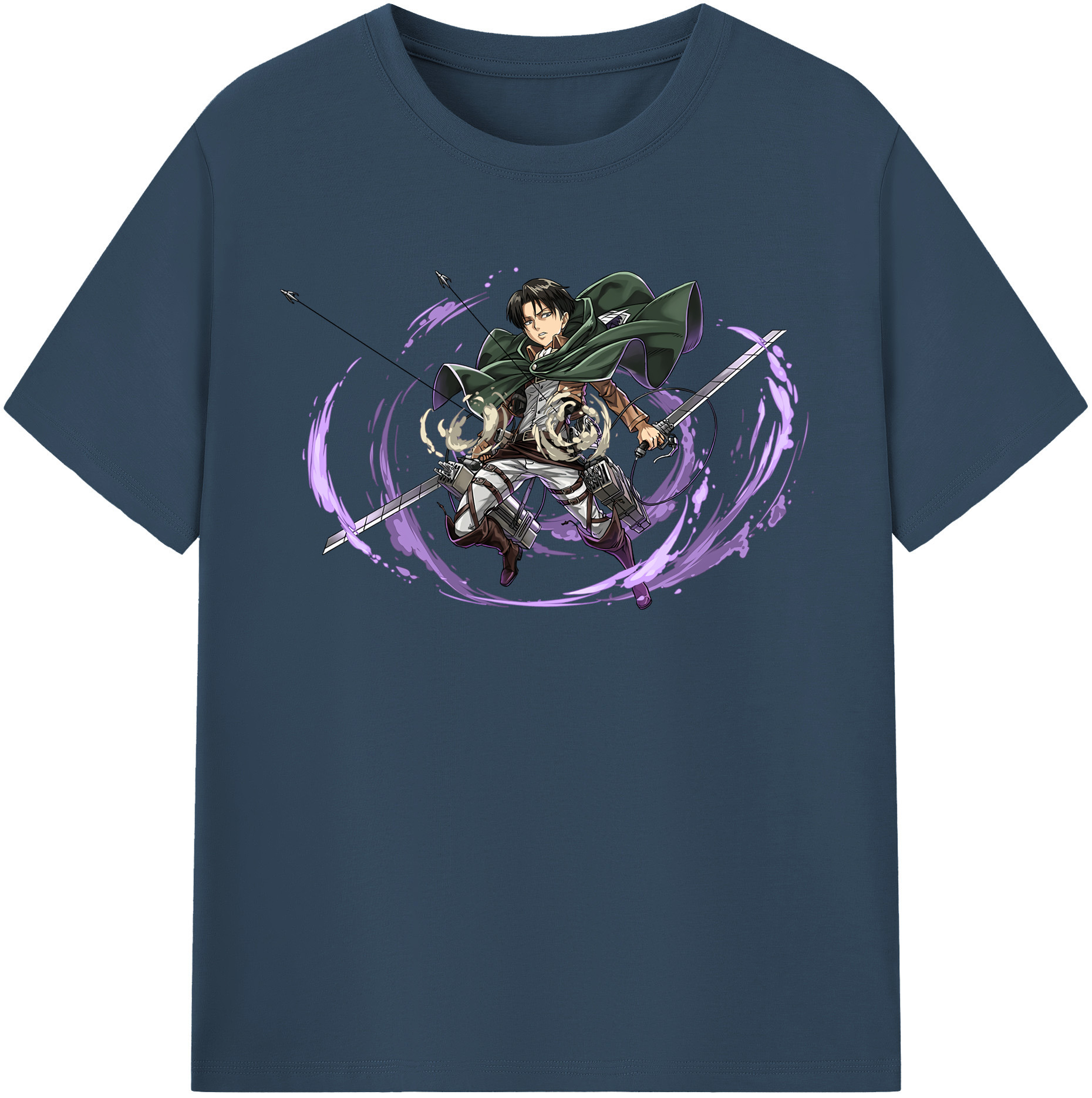 （画像用） 進撃の巨人 リヴァイ·アッカーマン Attack on Titan Levi Ackerman 綿100％半袖Tシャツ（フロントプリント）